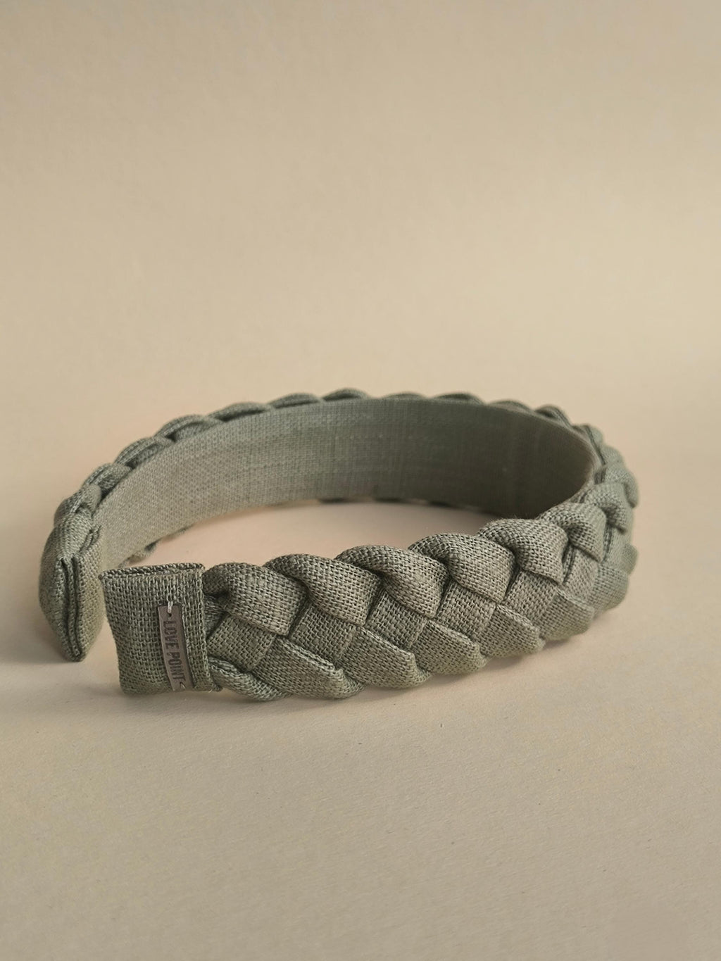 Sage Green Linen Braided Hairband