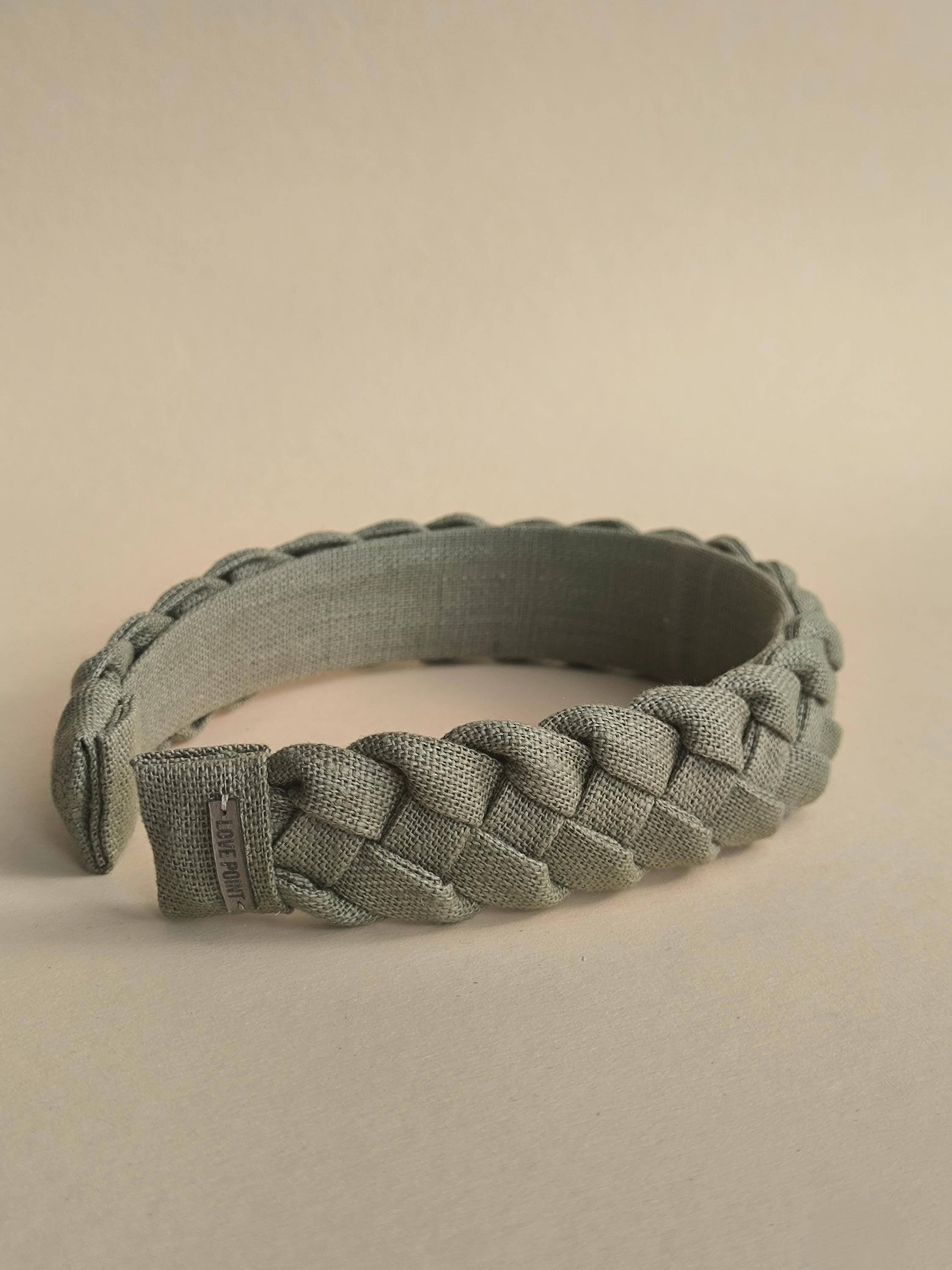 Sage Green Linen Braided Hairband