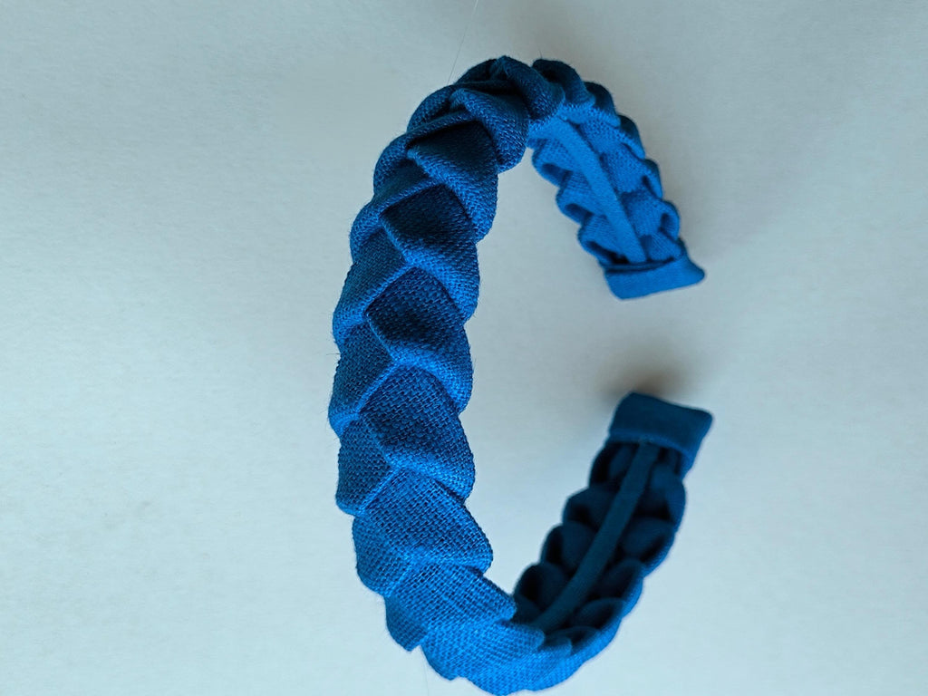 Royal Blue Linen Braided Headband