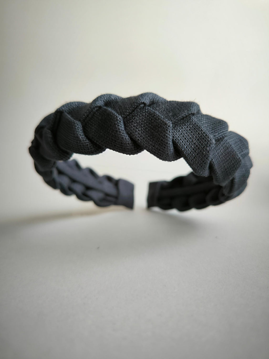 Graphite Braided  Linen Hairband
