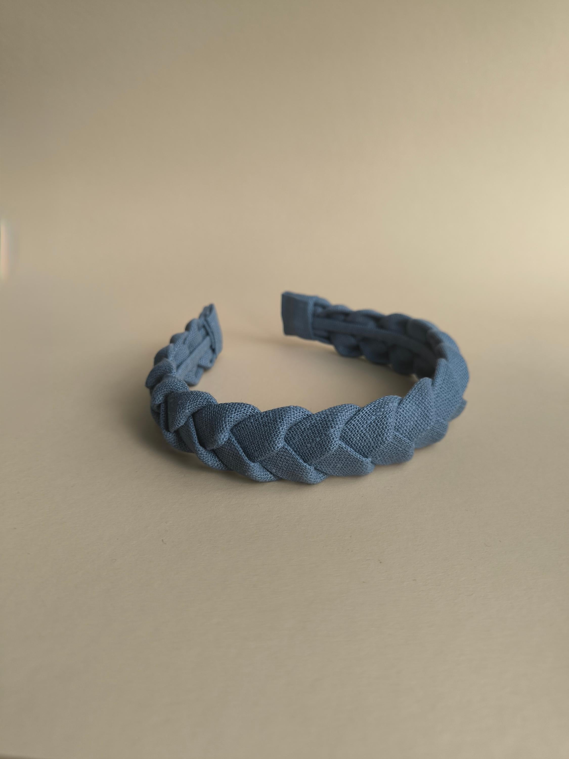Muted Blue Linen Braided Hairband