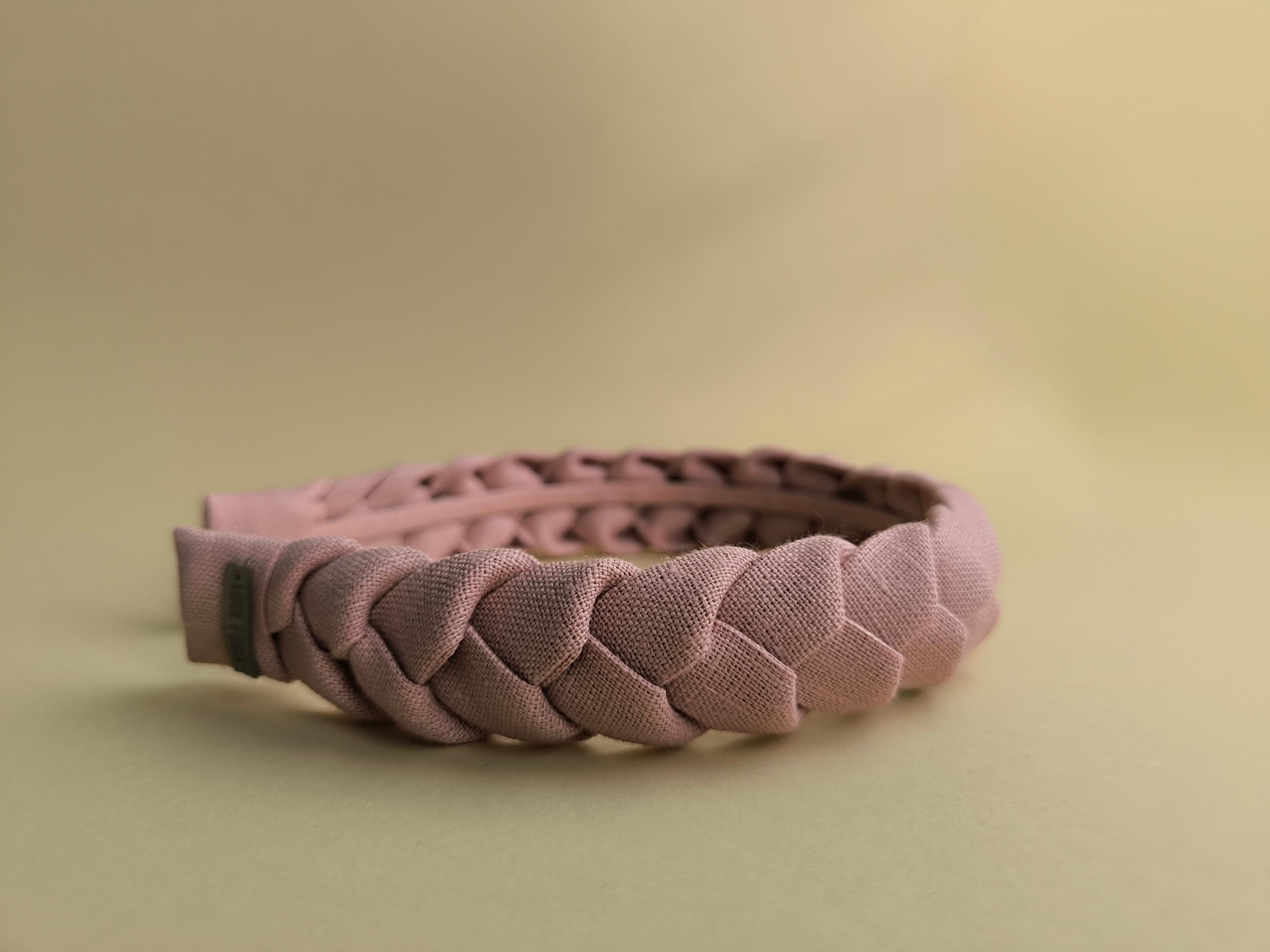 Rose Pink Braided Linen Hairband