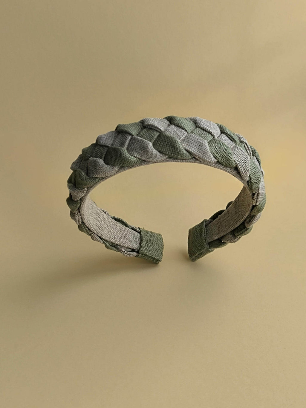 Natural lin with Sage green Linen Braided Hairband