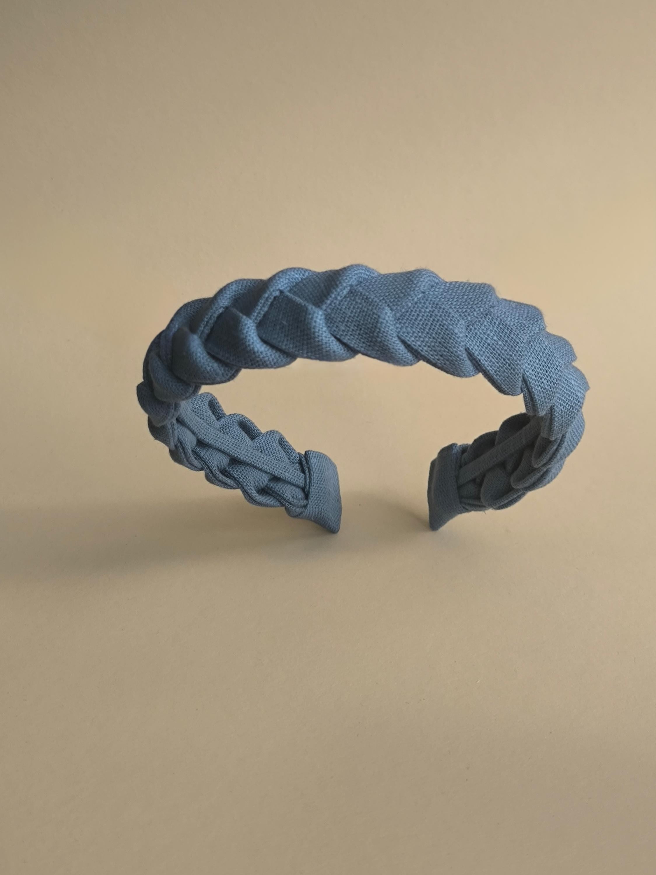 Muted Blue Linen Braided Hairband