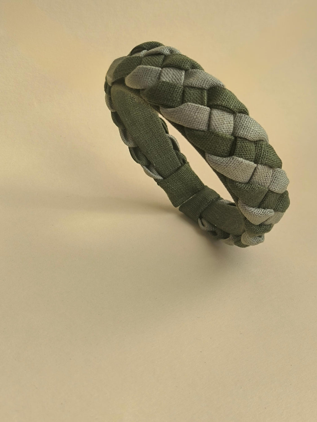 Sage Green with Khaki Linen Braided Hairband