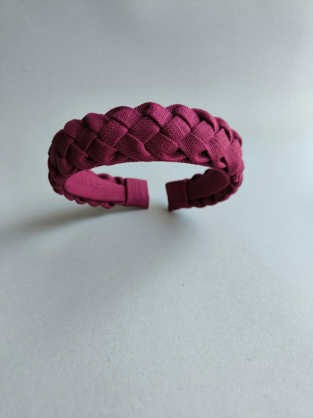 Burgundy Linen Braided Hairband