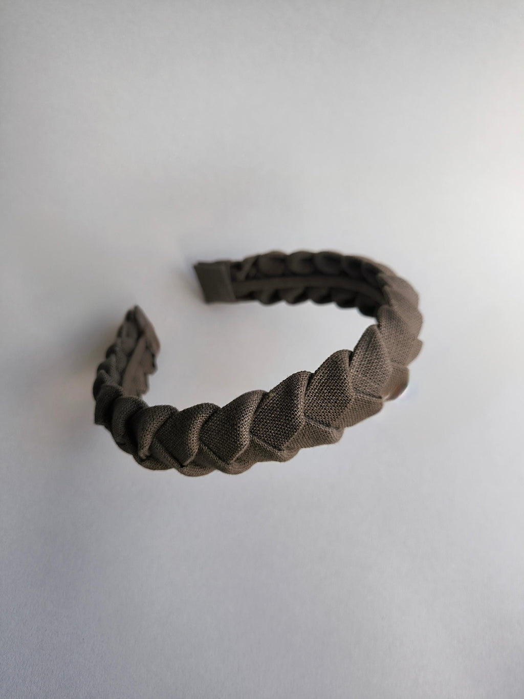 Brown Khaki Linen Braided Hairband