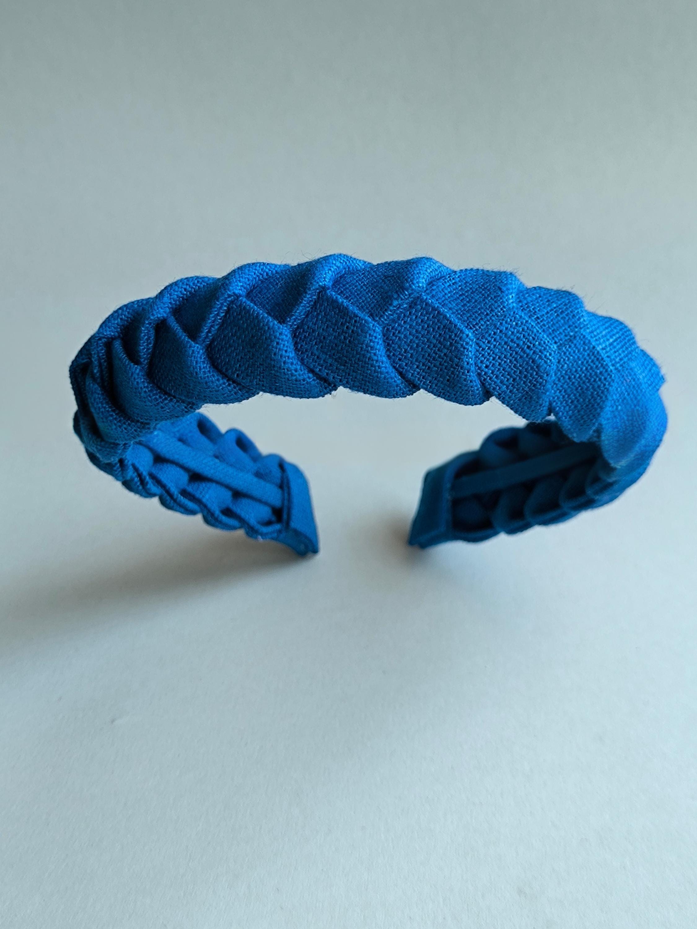 Royal Blue Linen Braided Headband