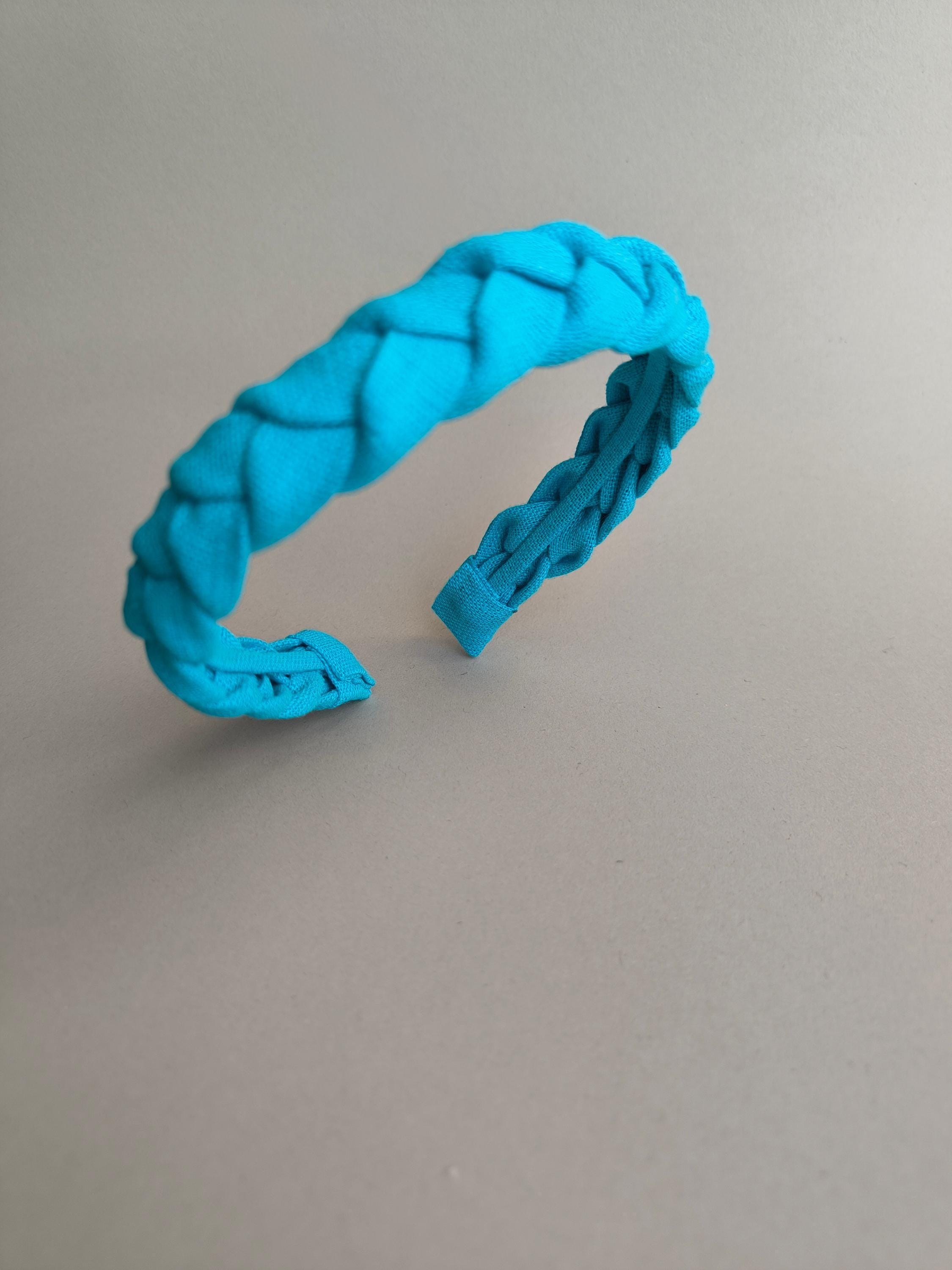 Cyan Blue Braided Linen Headband
