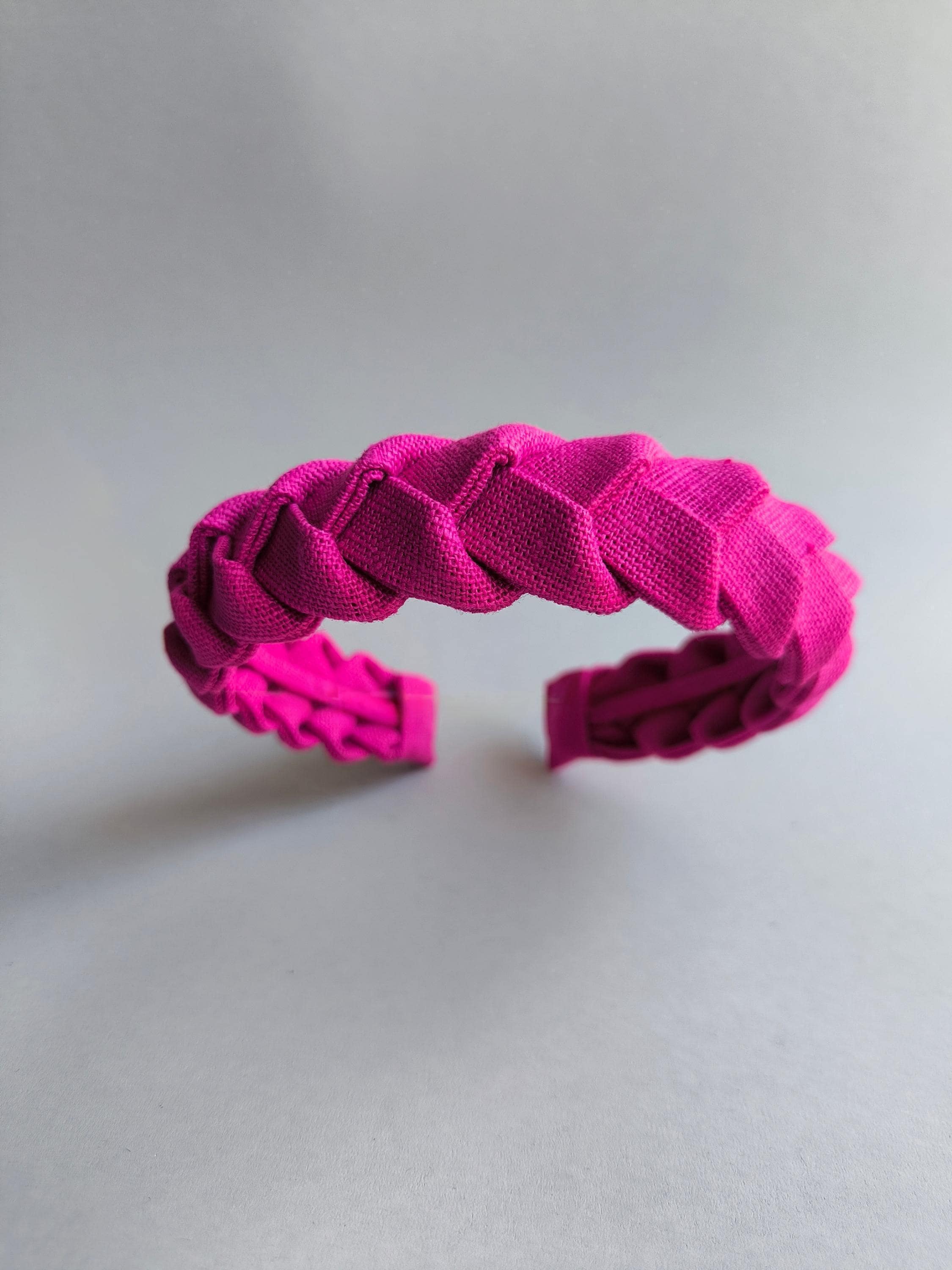 Fuchsia linen braided headband