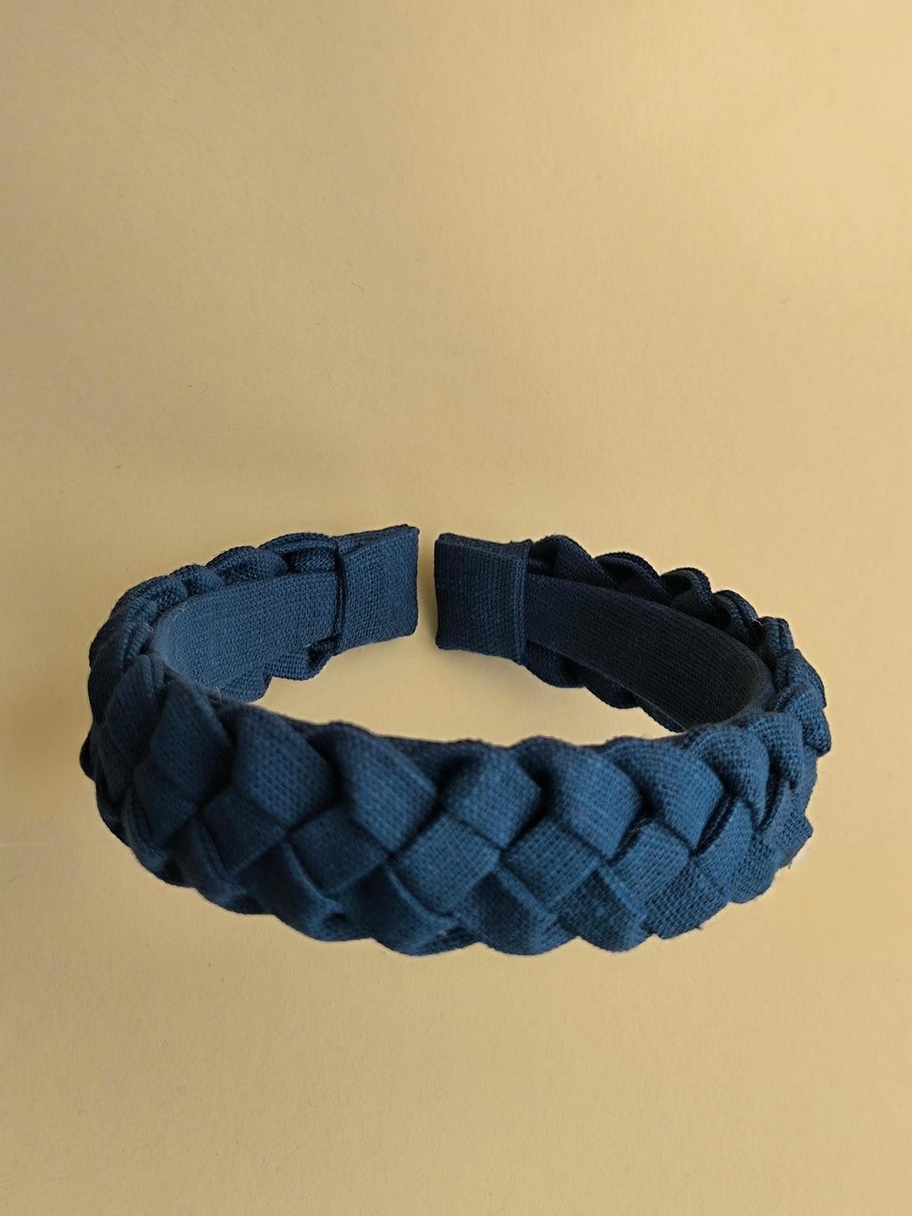 Navy Blue Linen Braided Hairband
