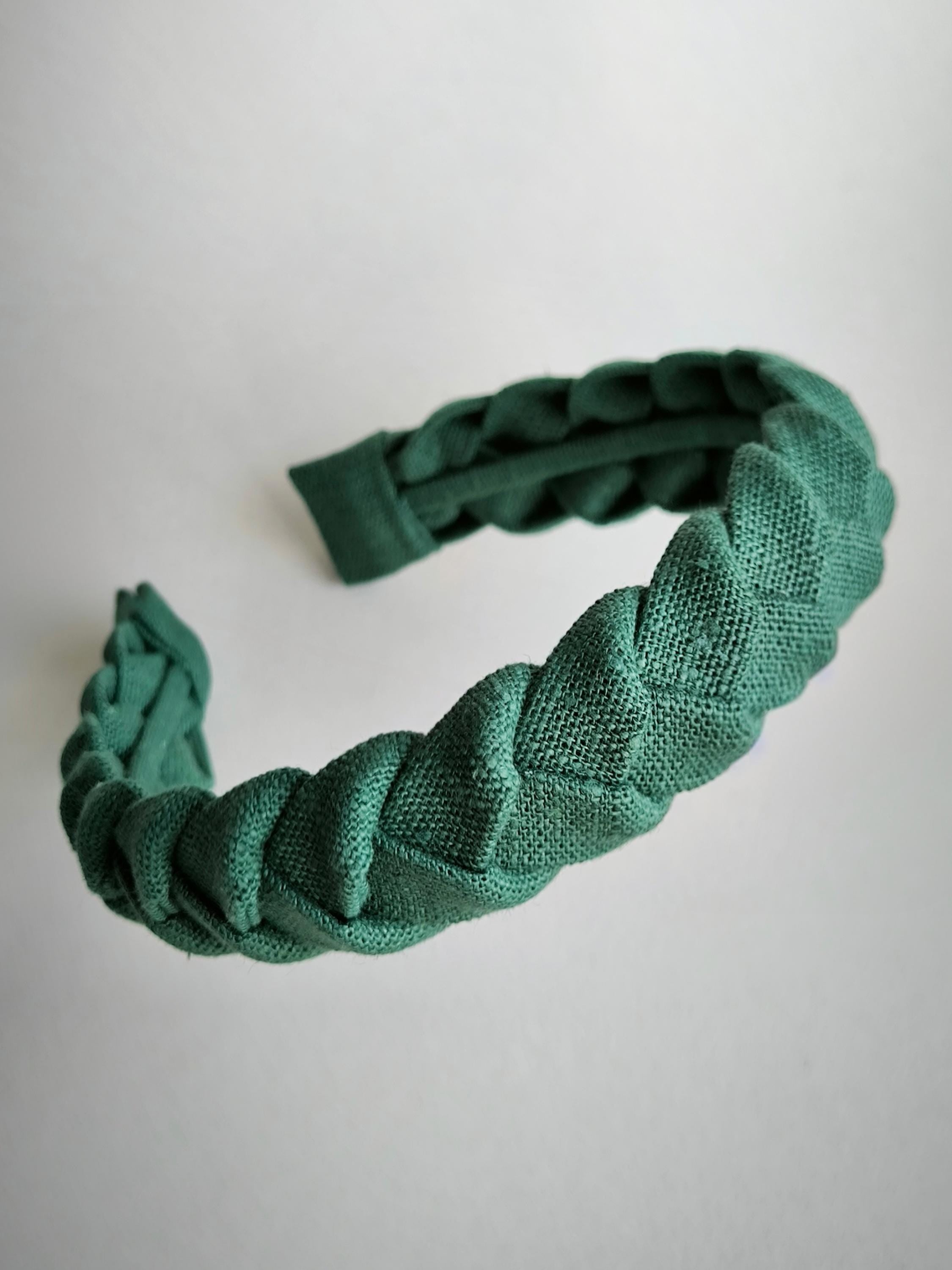 Emerald Linen Braided Headband