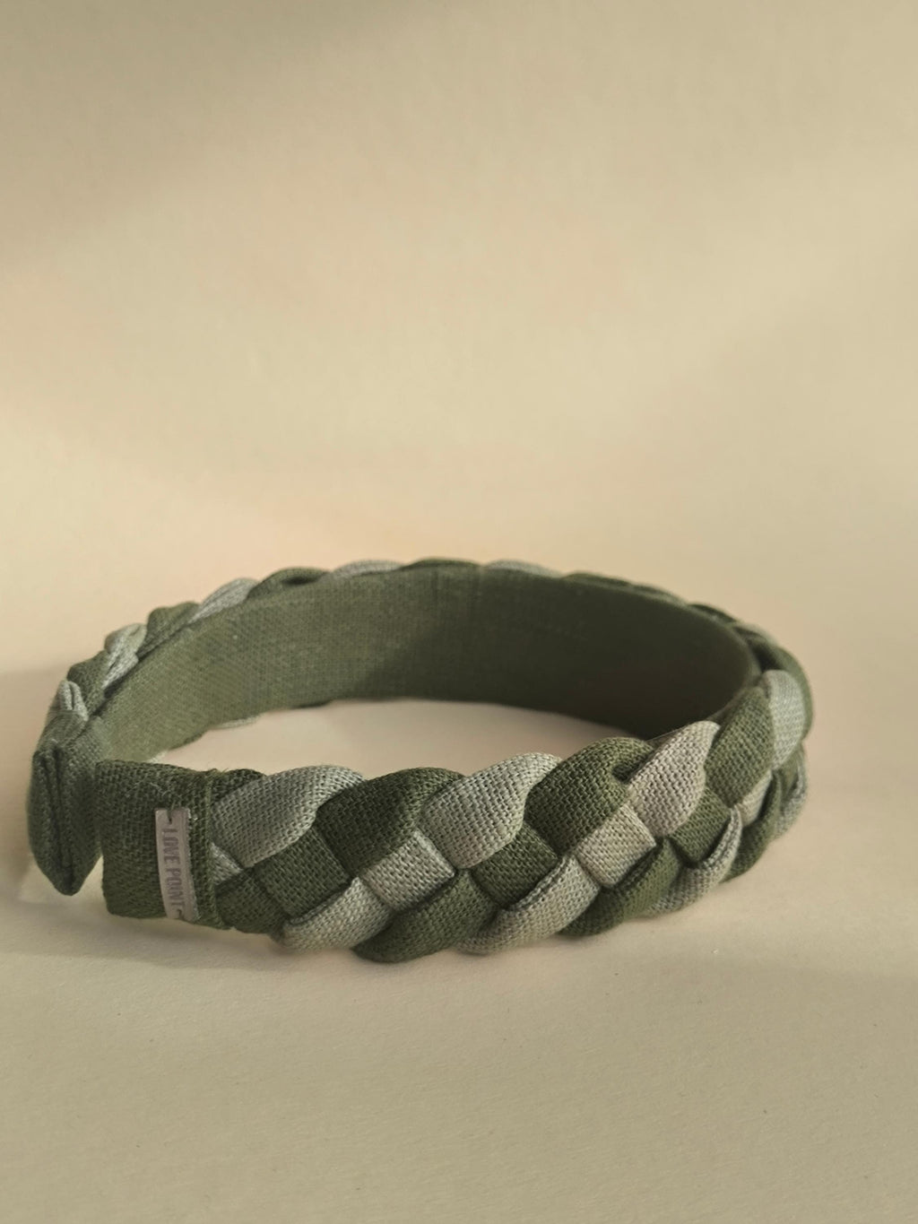 Sage Green with Khaki Linen Braided Hairband
