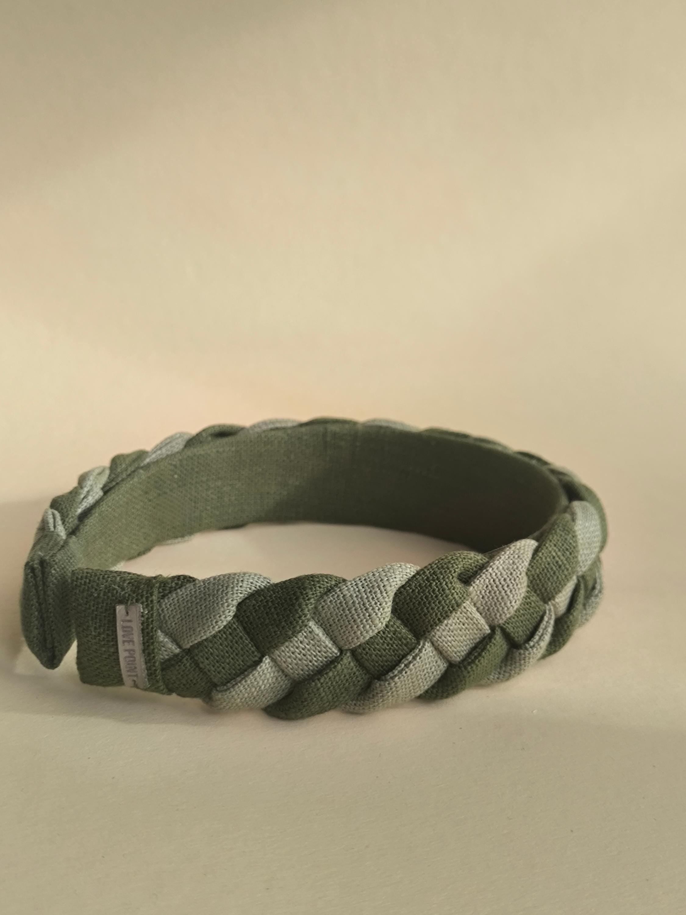 Sage Green with Khaki Linen Braided Hairband