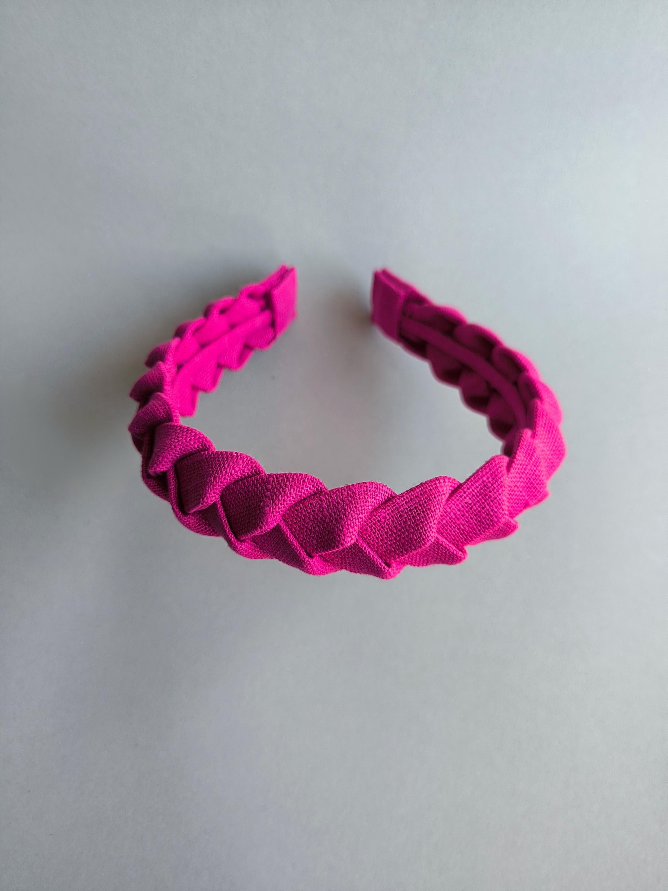 Fuchsia linen braided headband
