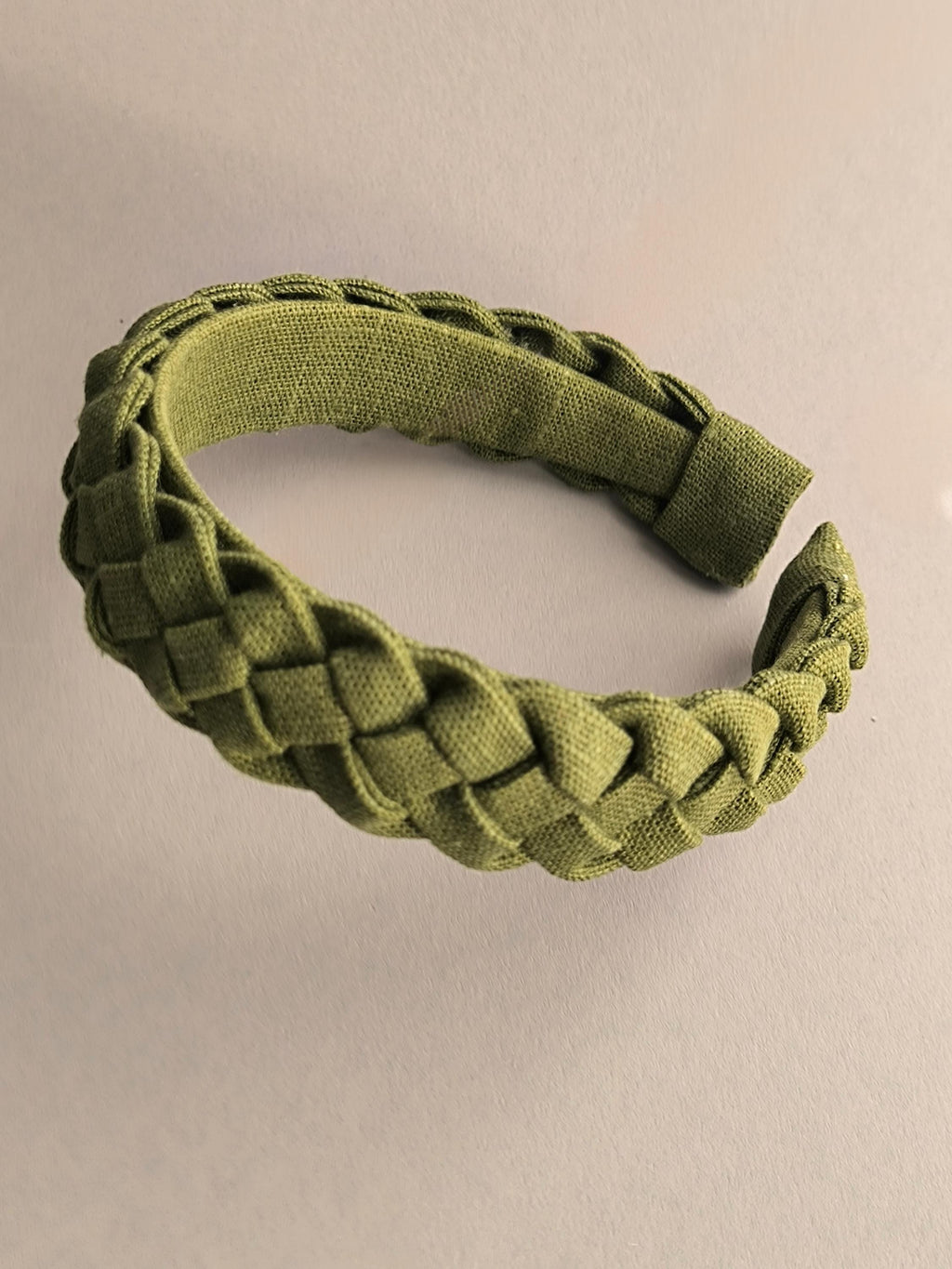 Khaki Linen Braided Hairband