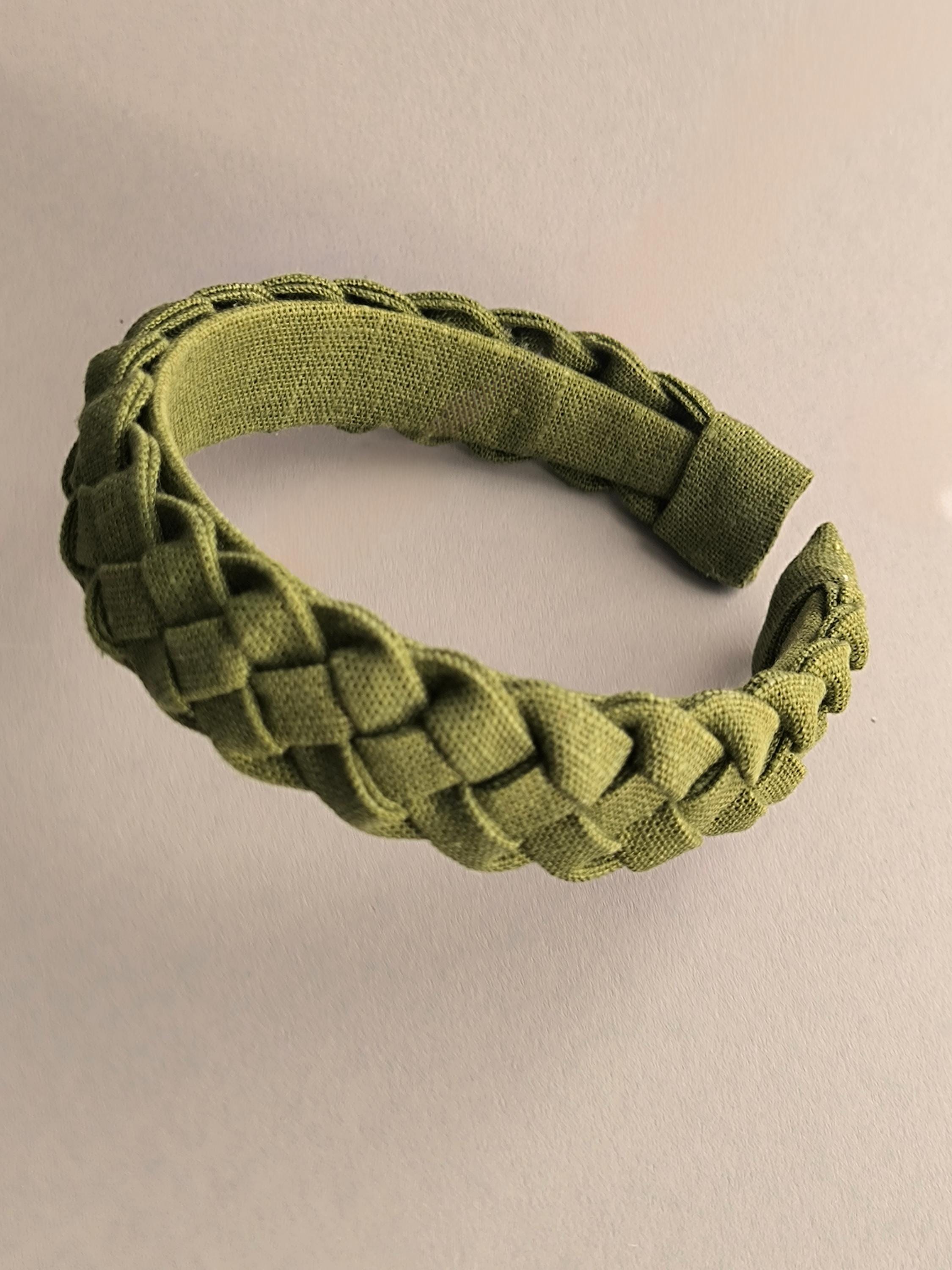 Khaki Linen Braided Hairband