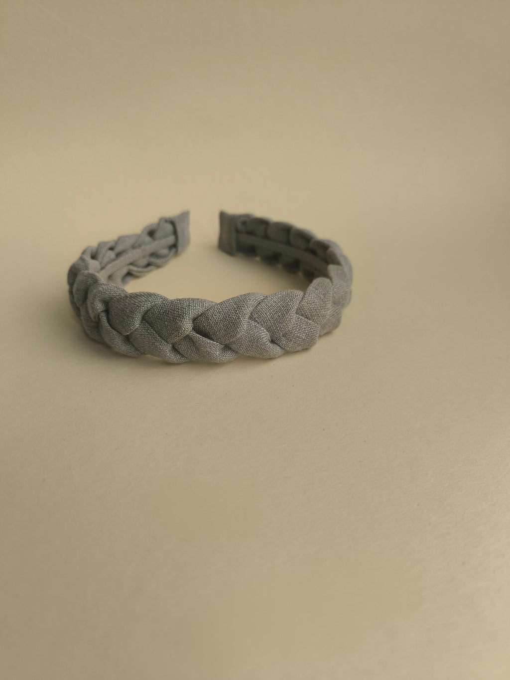 Natural Grey Linen Braided Headband
