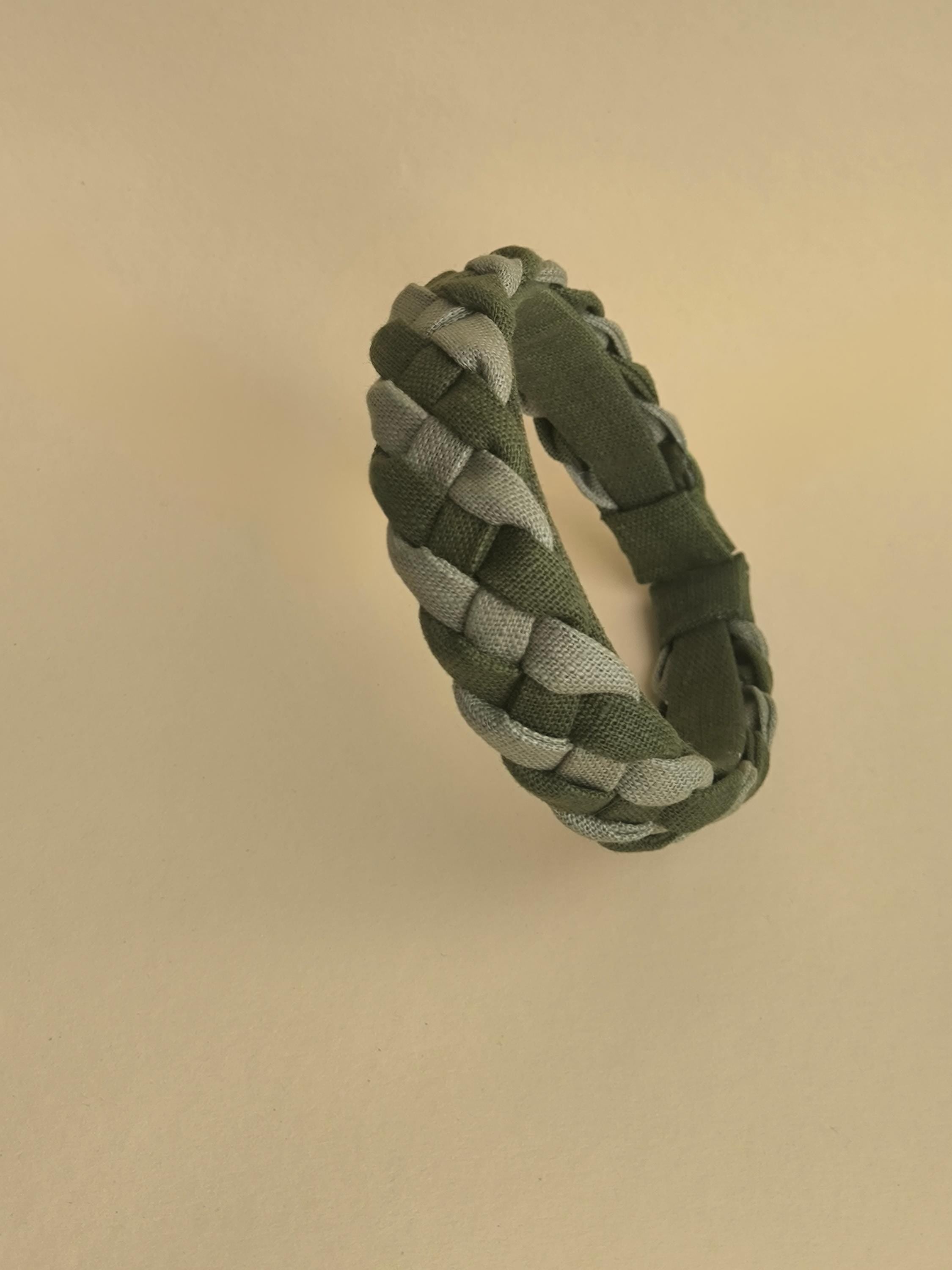 Sage Green with Khaki Linen Braided Hairband