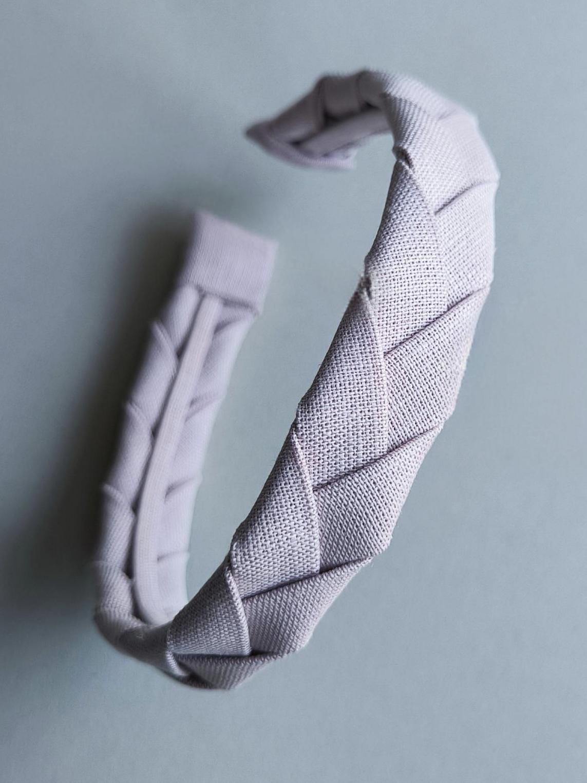 Light Dusty Pink Linen Flat Braided Hairband