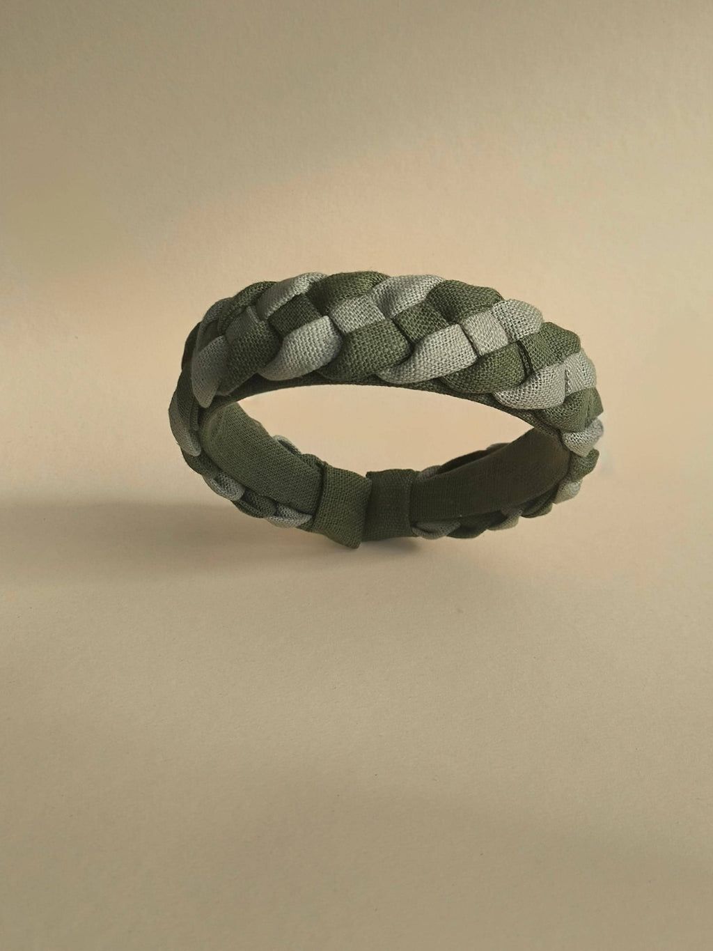 Sage Green with Khaki Linen Braided Hairband