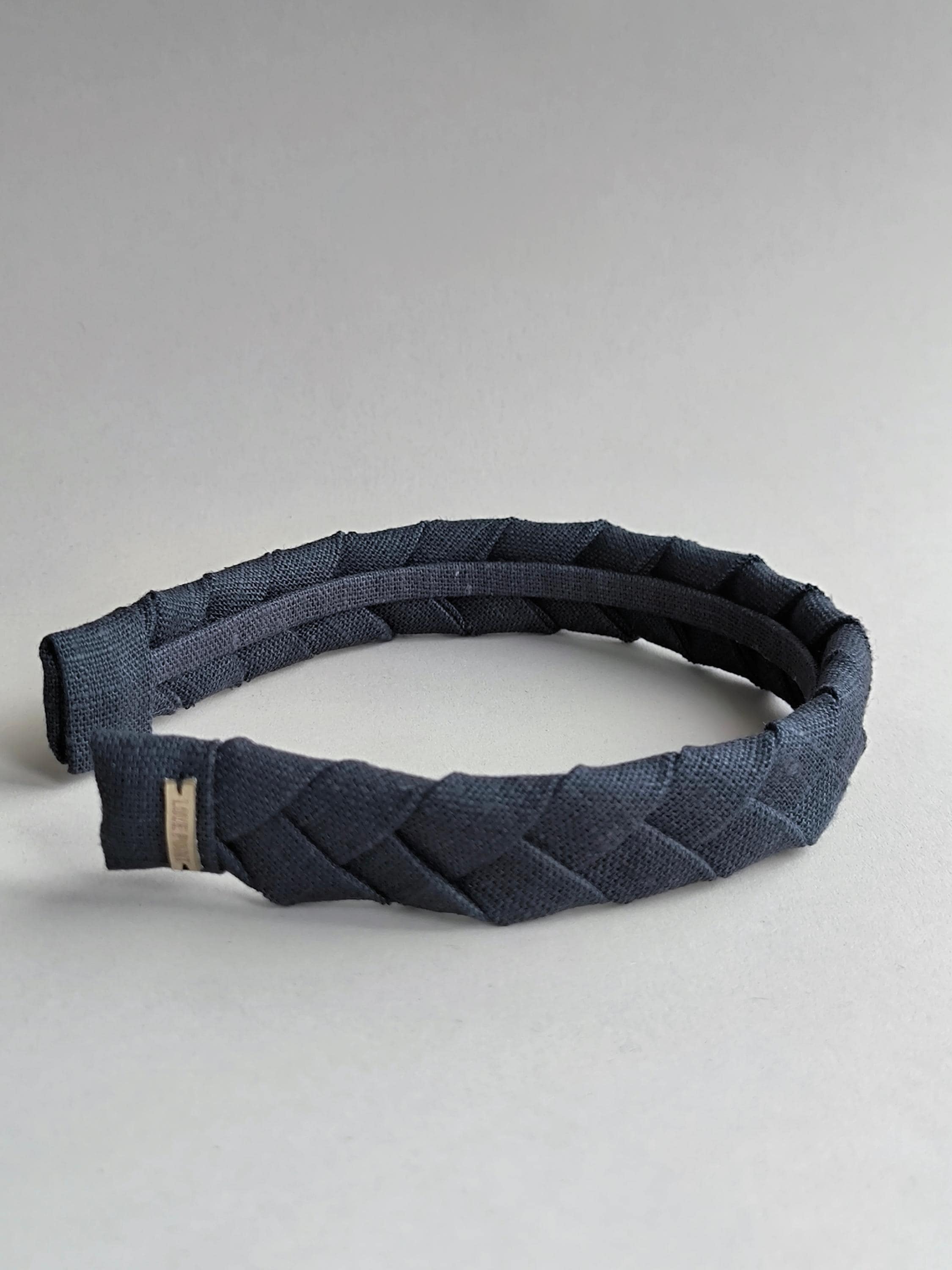 Graphite Linen Flat Braided Hairband
