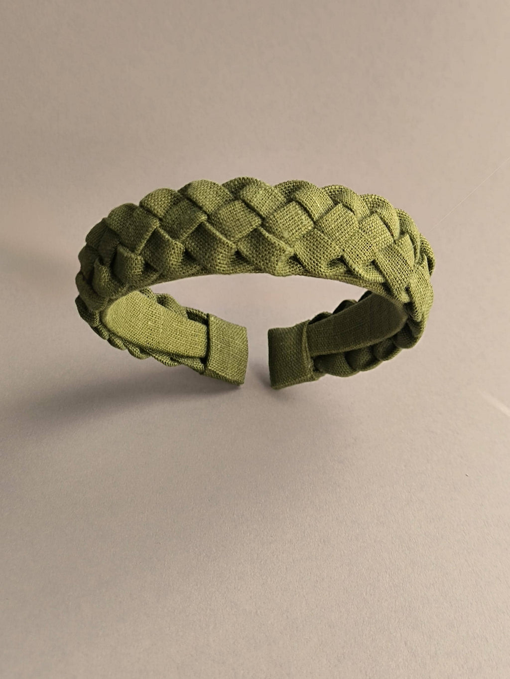Khaki Linen Braided Hairband