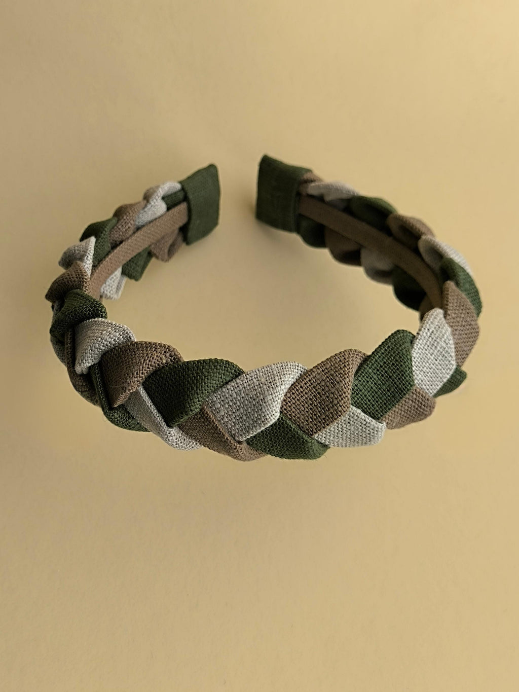 Braided Linen Headband, Olive Cappuccino & Natural Colors