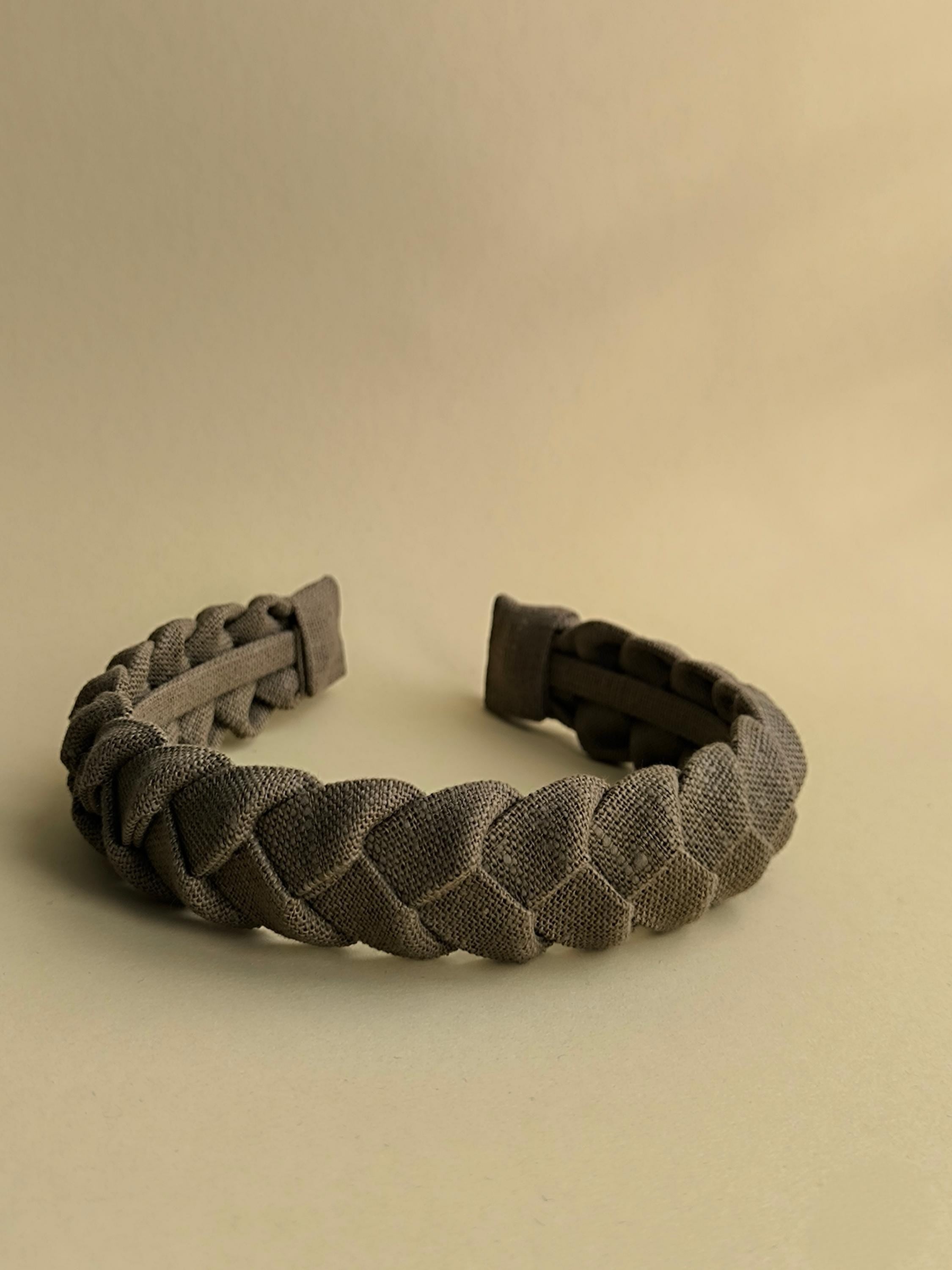 Earth Brown Linen Braided Headband