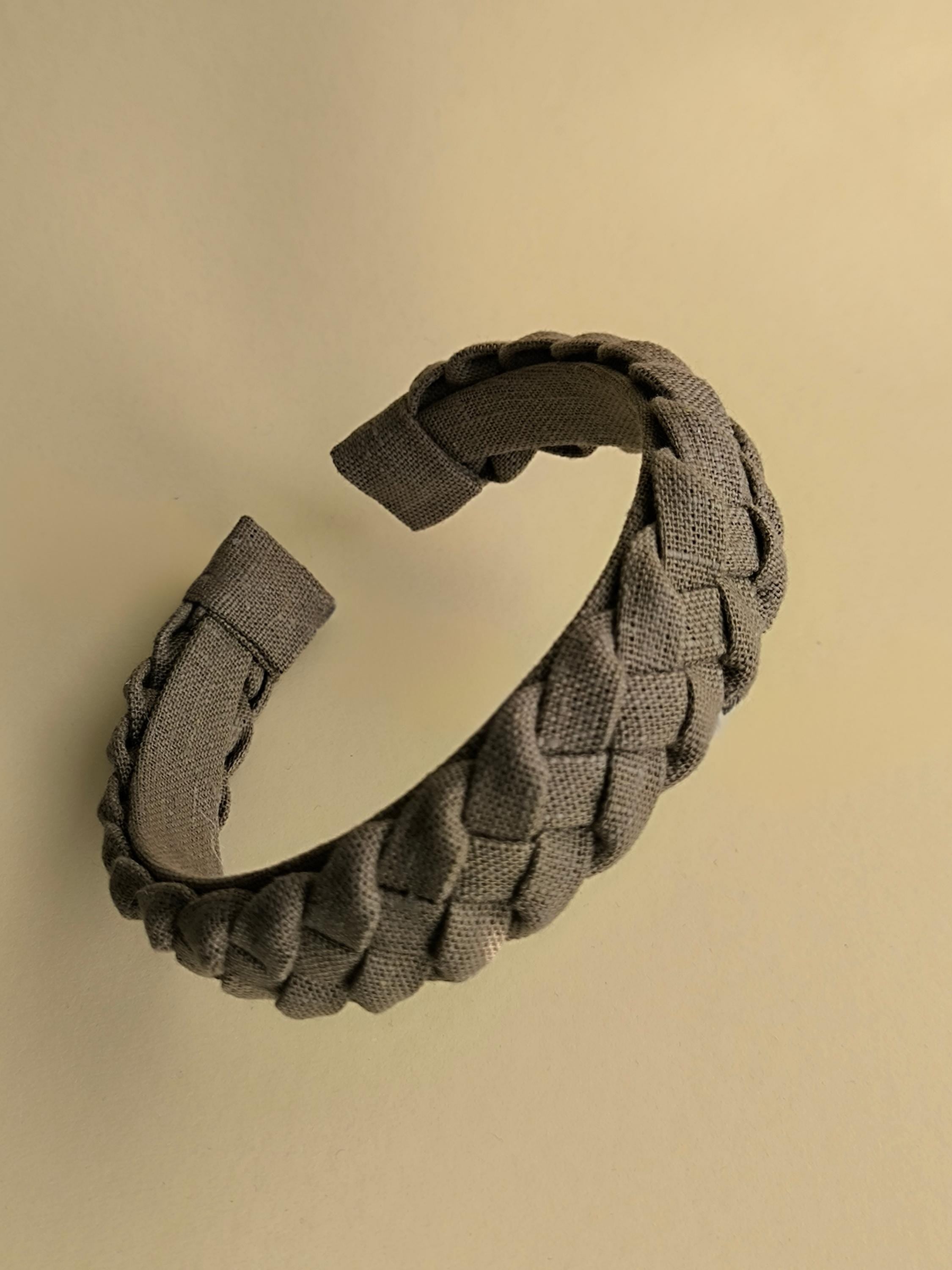 Earth Brown Linen Braided Hairband