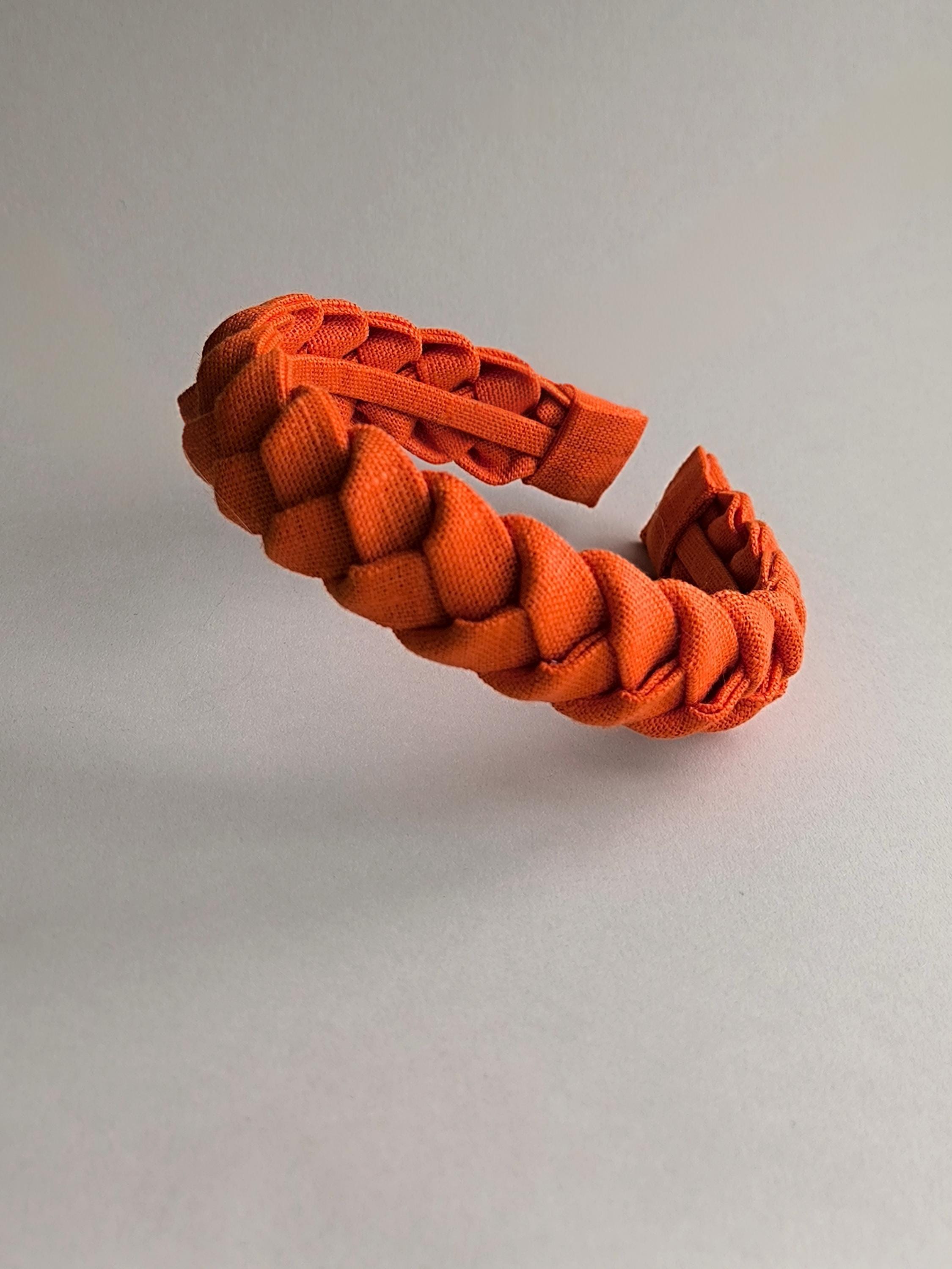 Orange linen braided headband hairband
