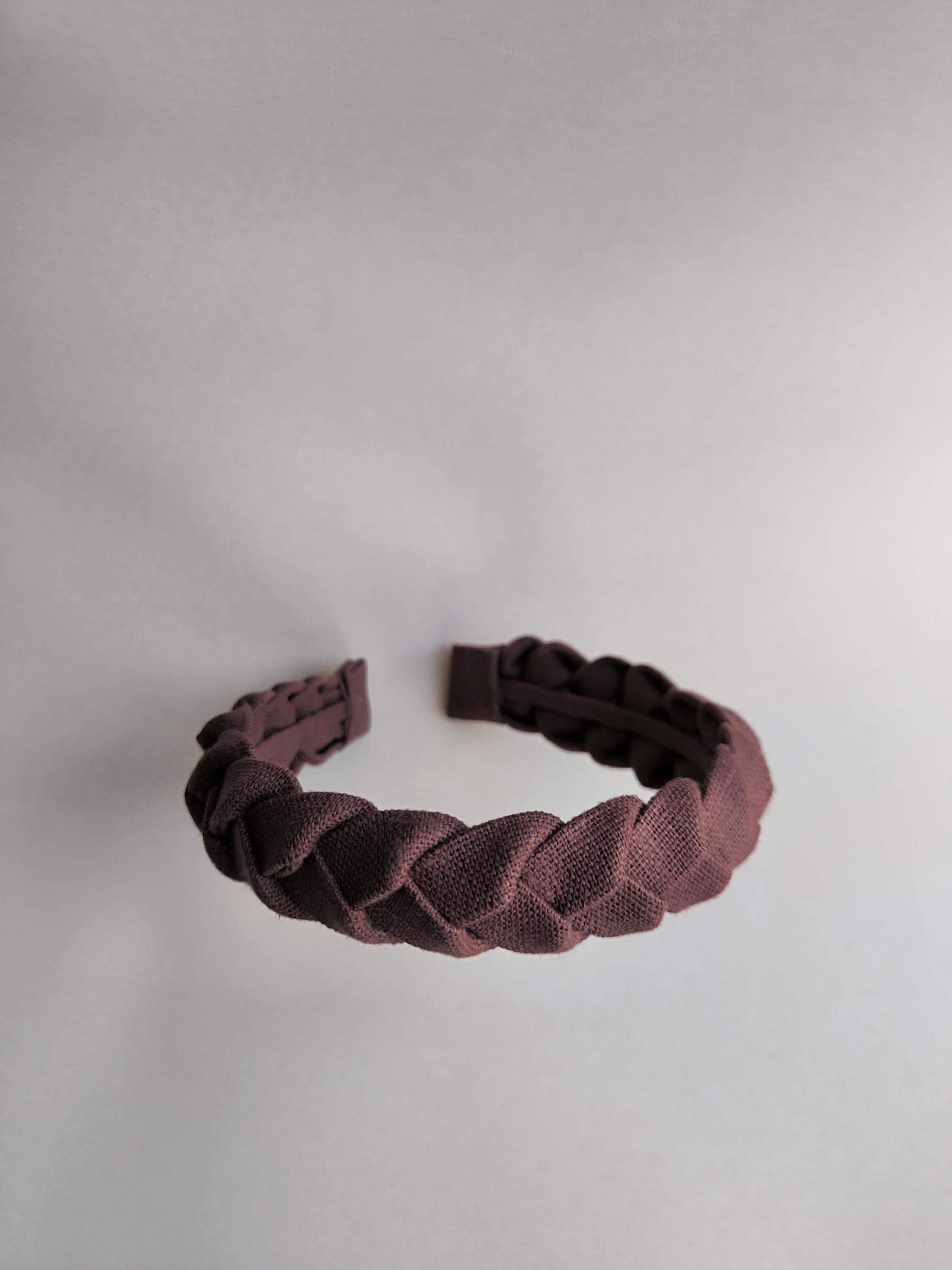 Chocolate Brown Linen Braided Headband