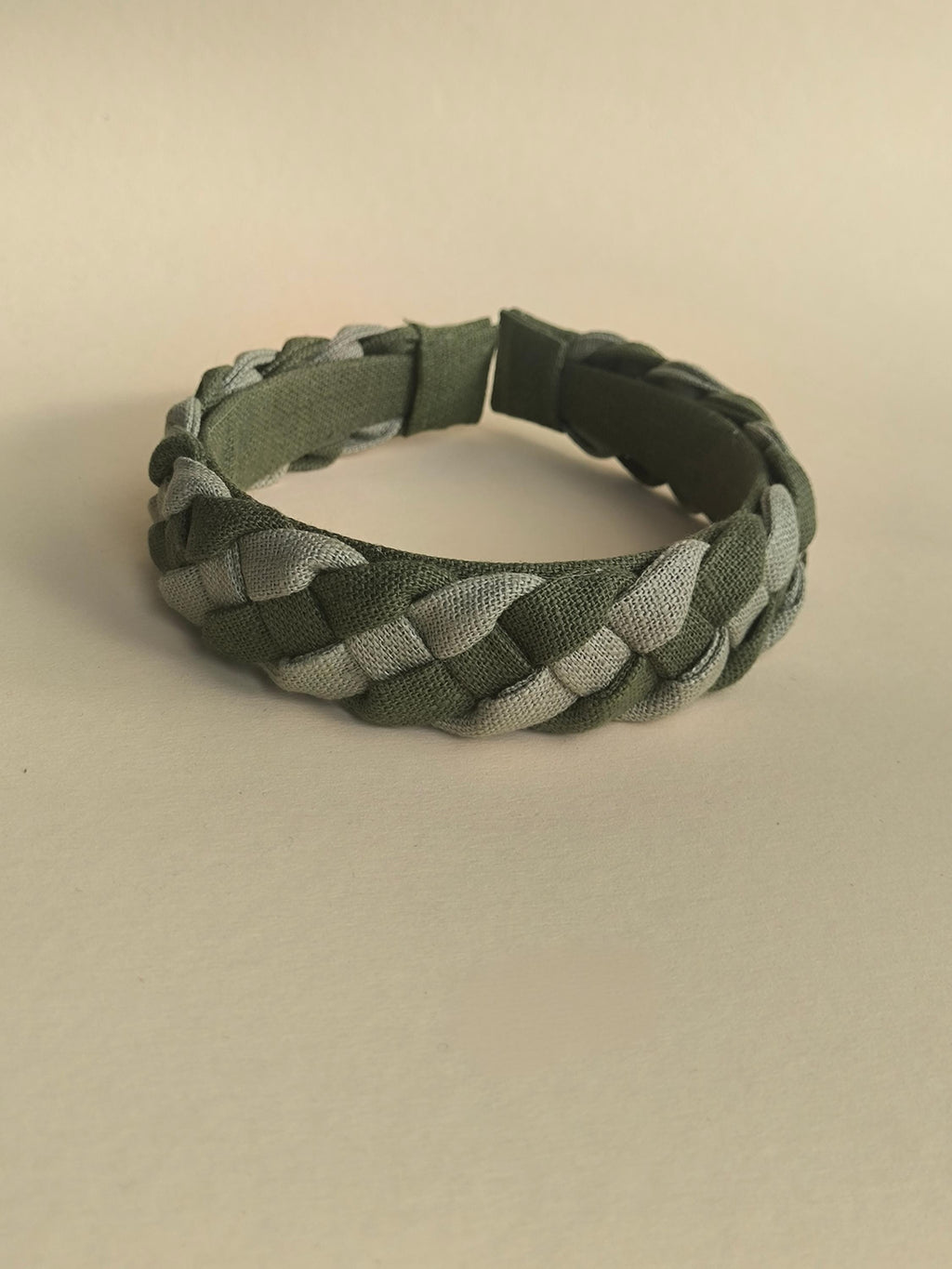 Sage Green with Khaki Linen Braided Hairband