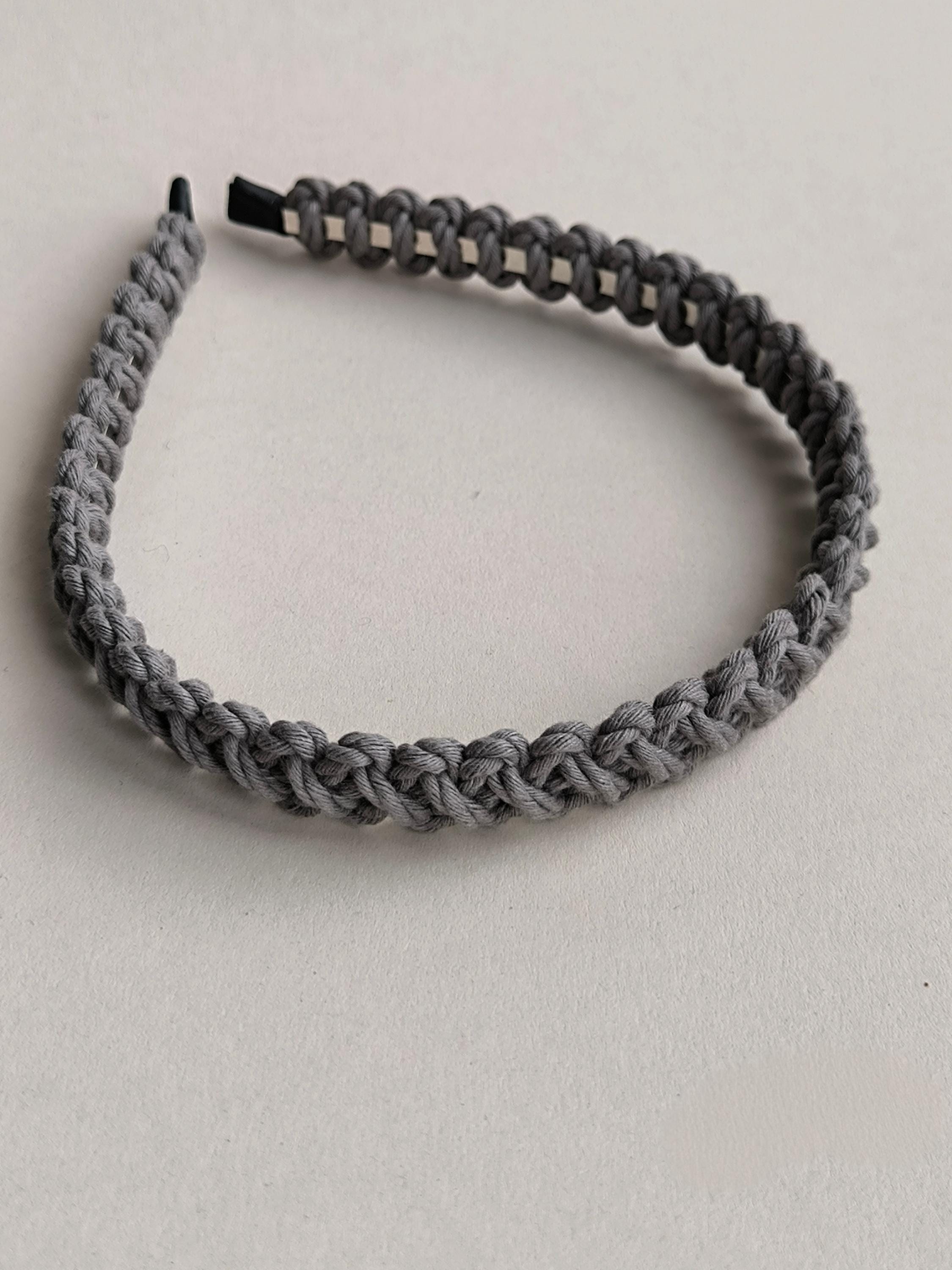 Grey Macrame Headband