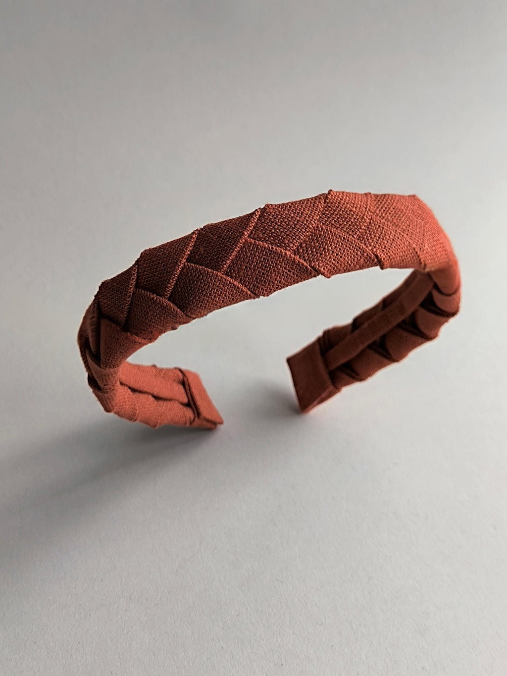 Rust Brown Linen Flat Braided Hairband
