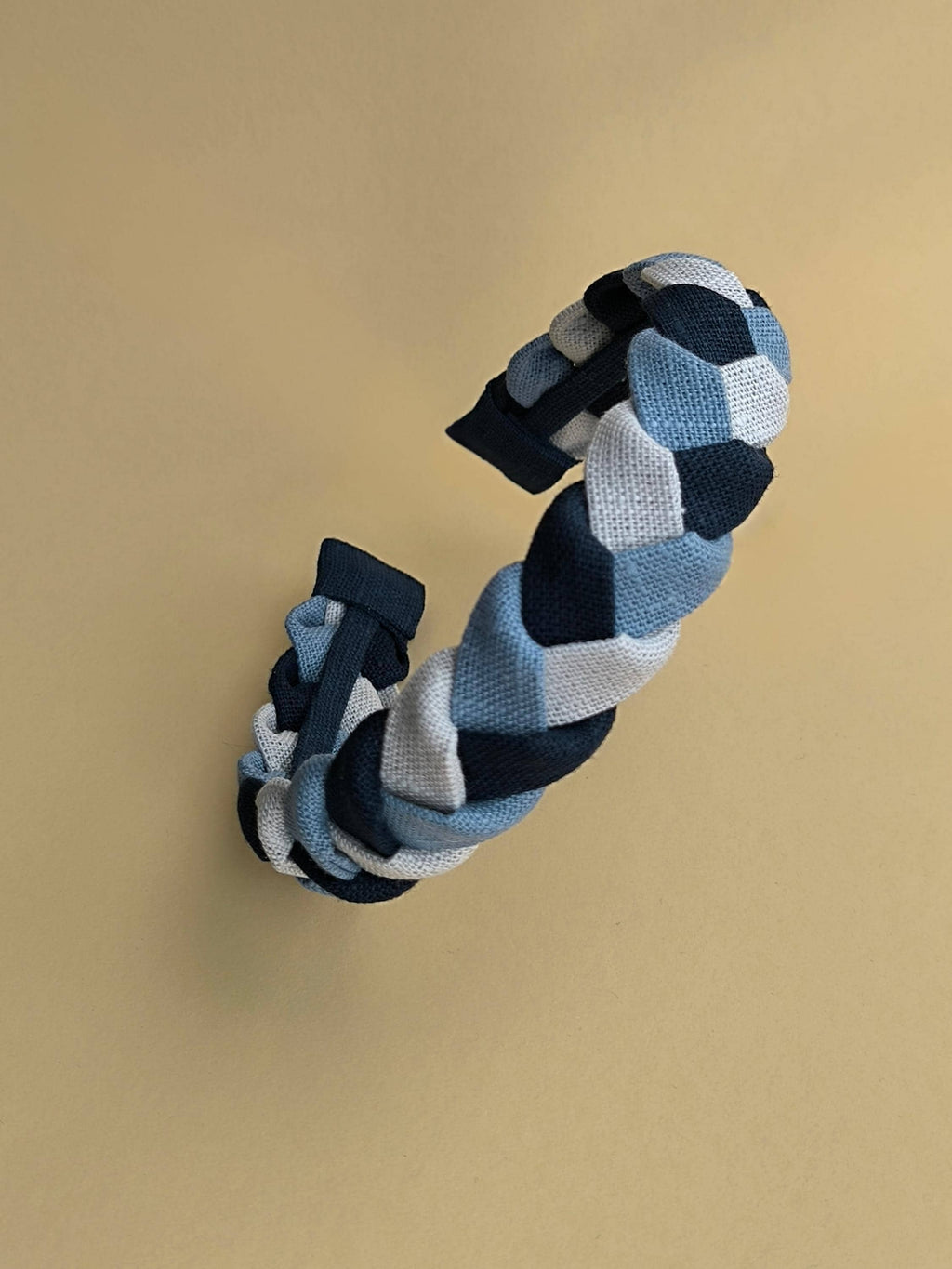 Light Grey, Muted Blue & Navy Blue Braided Linen Headband