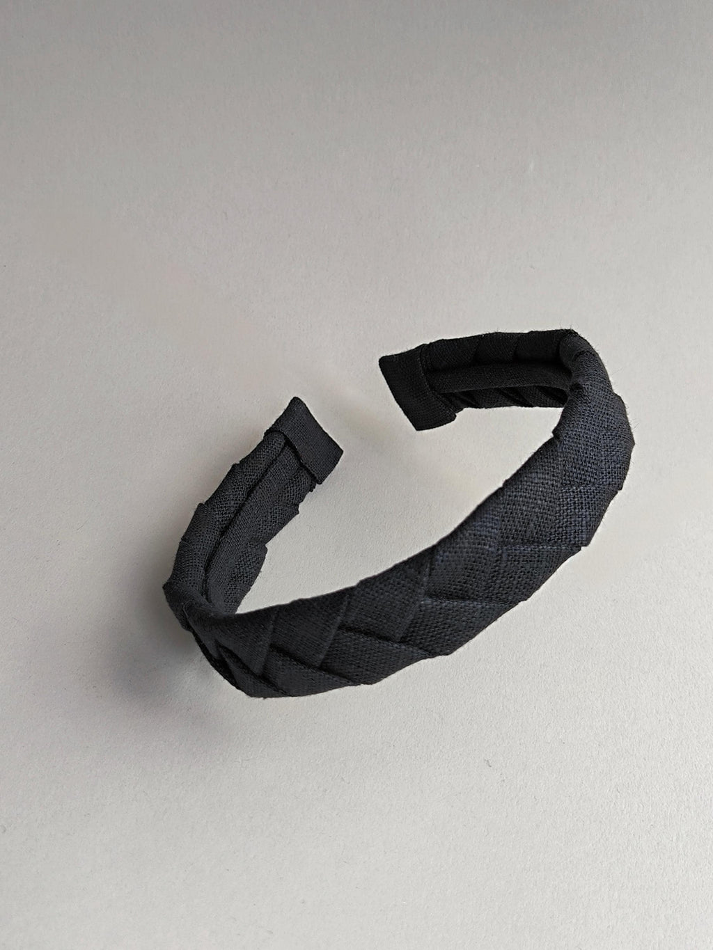 Black Linen Flat Braided Hairband