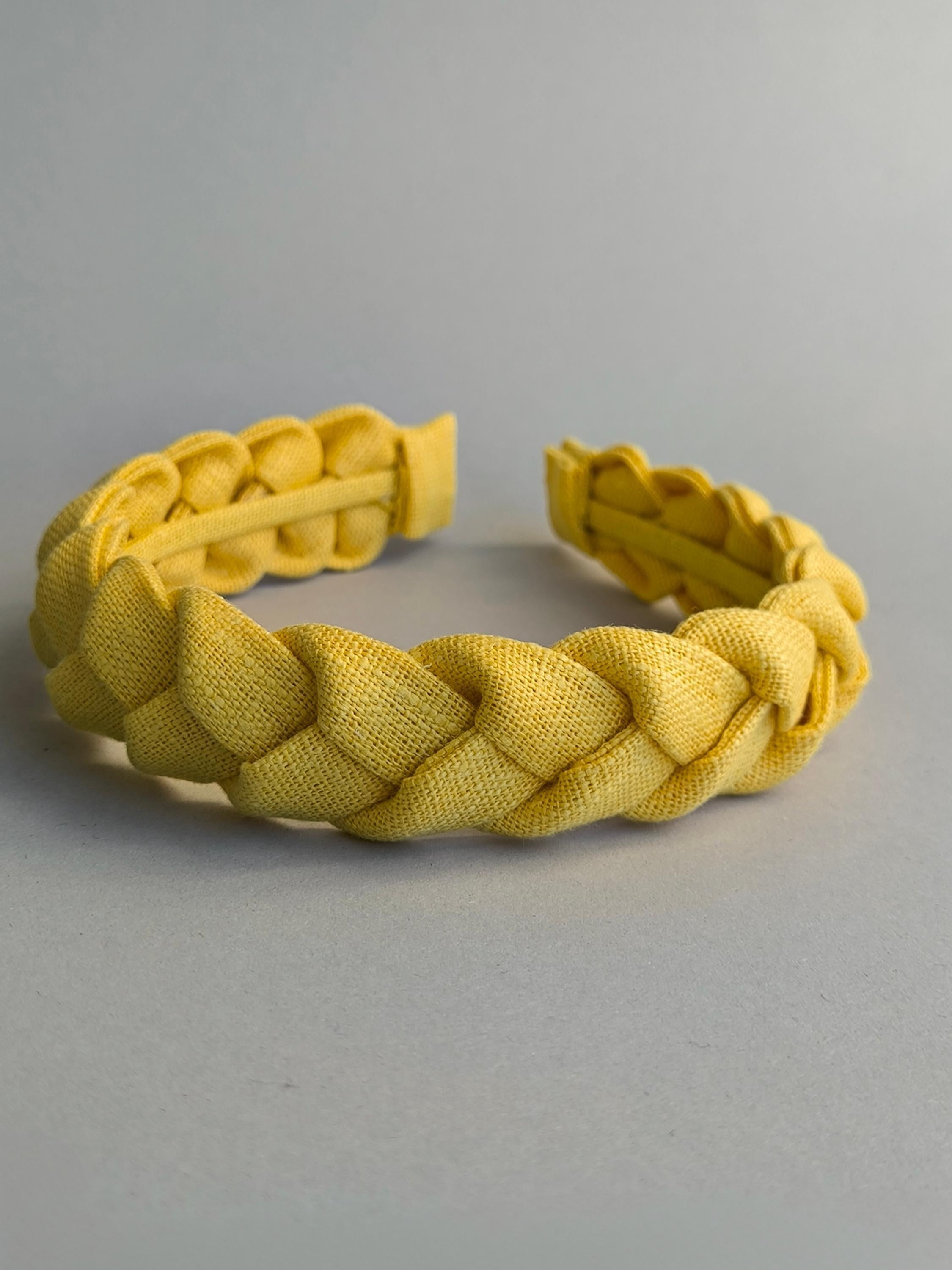 Light Yellow Linen Braided Headband