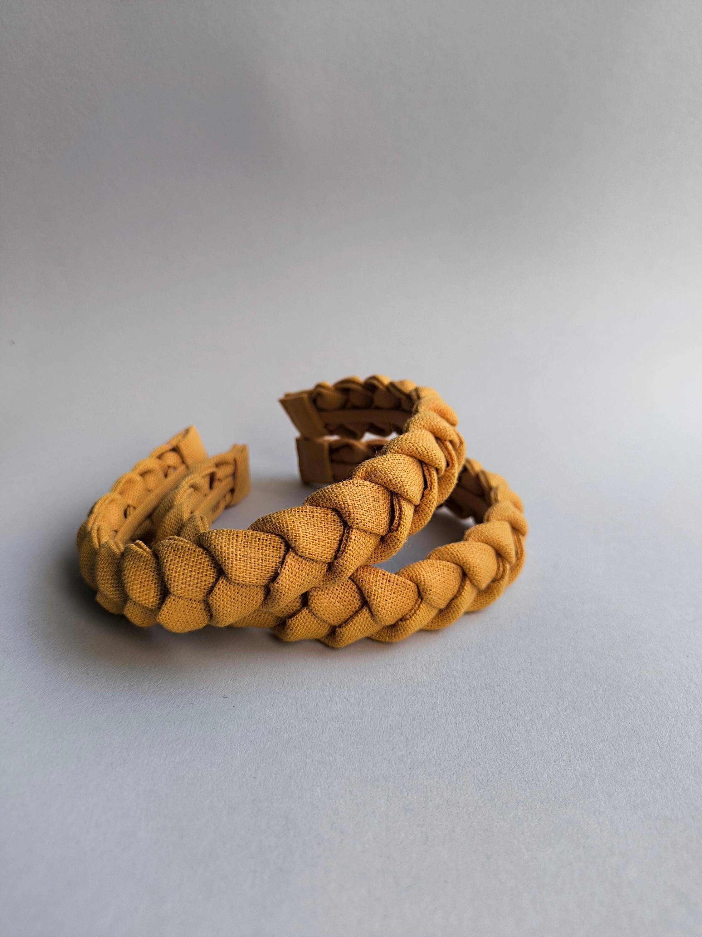 Honey Yellow Linen Braided Headband