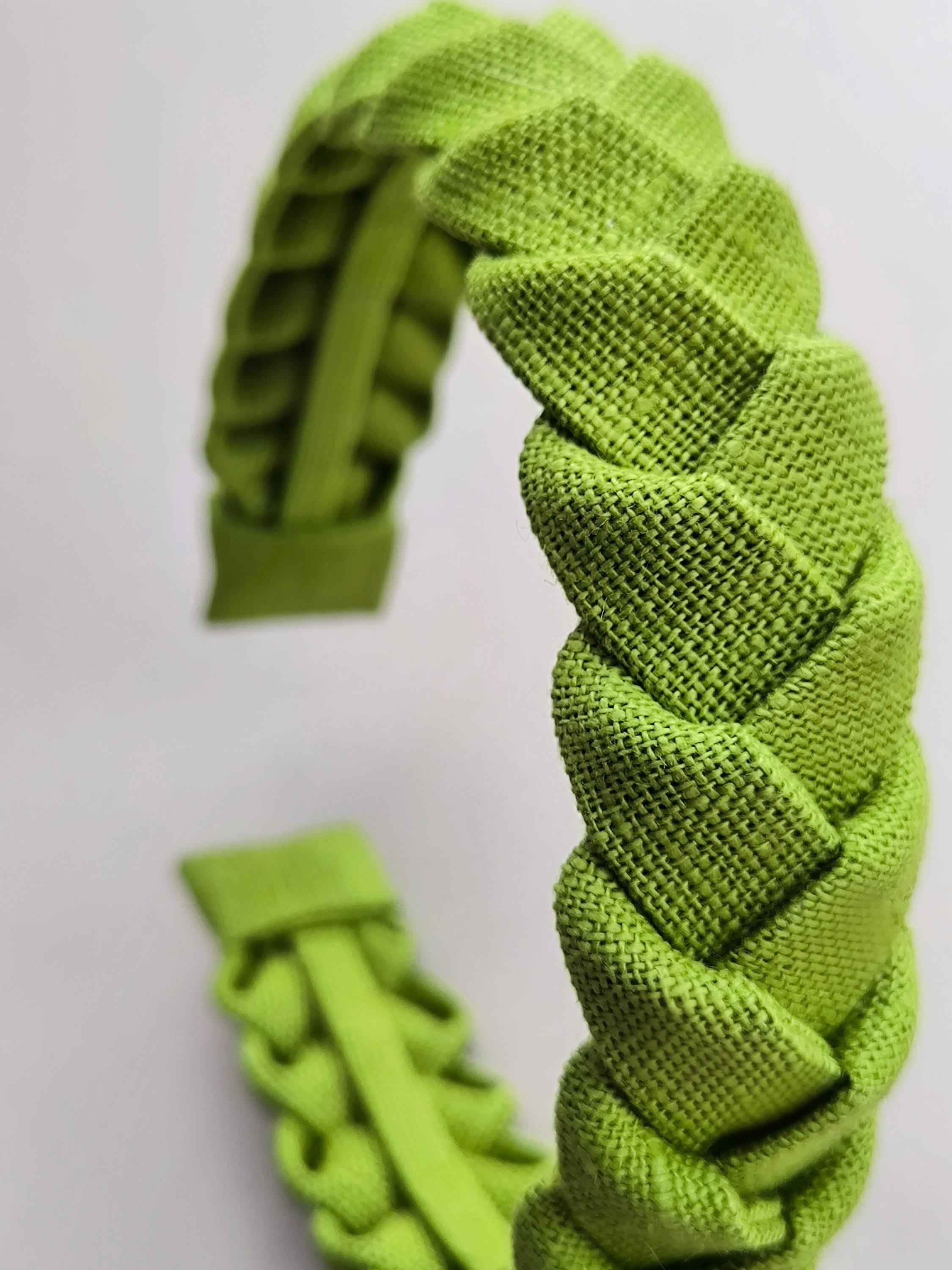 Lime Green Linen Braided Headband