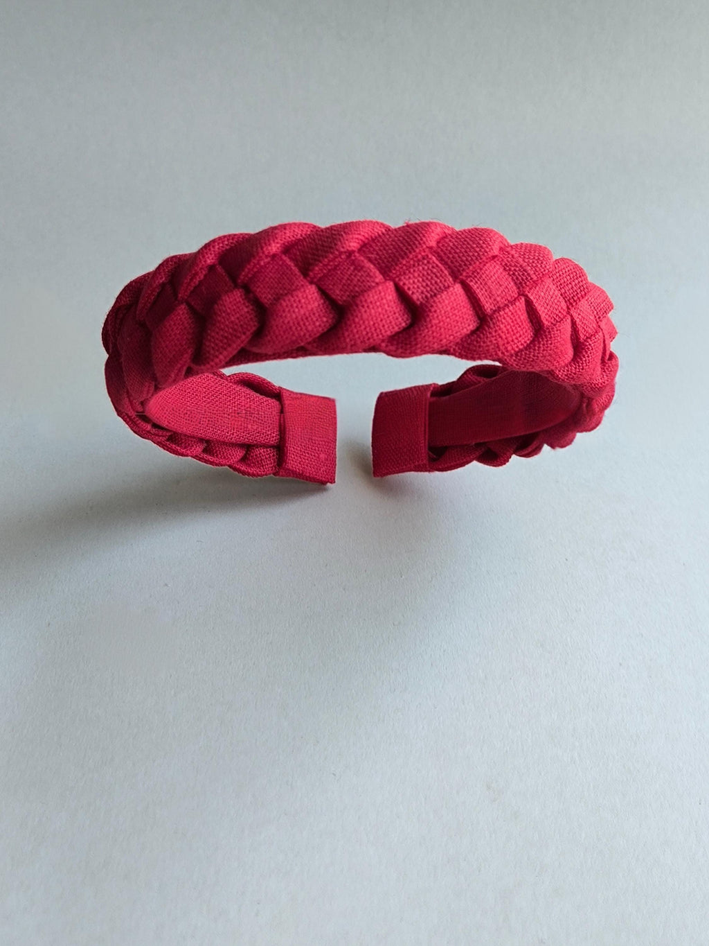 Red Linen Braided Hairband