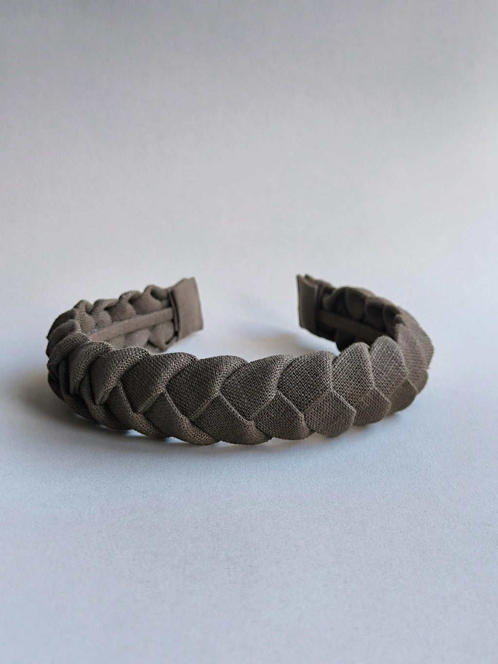 Brown Khaki Linen Braided Hairband