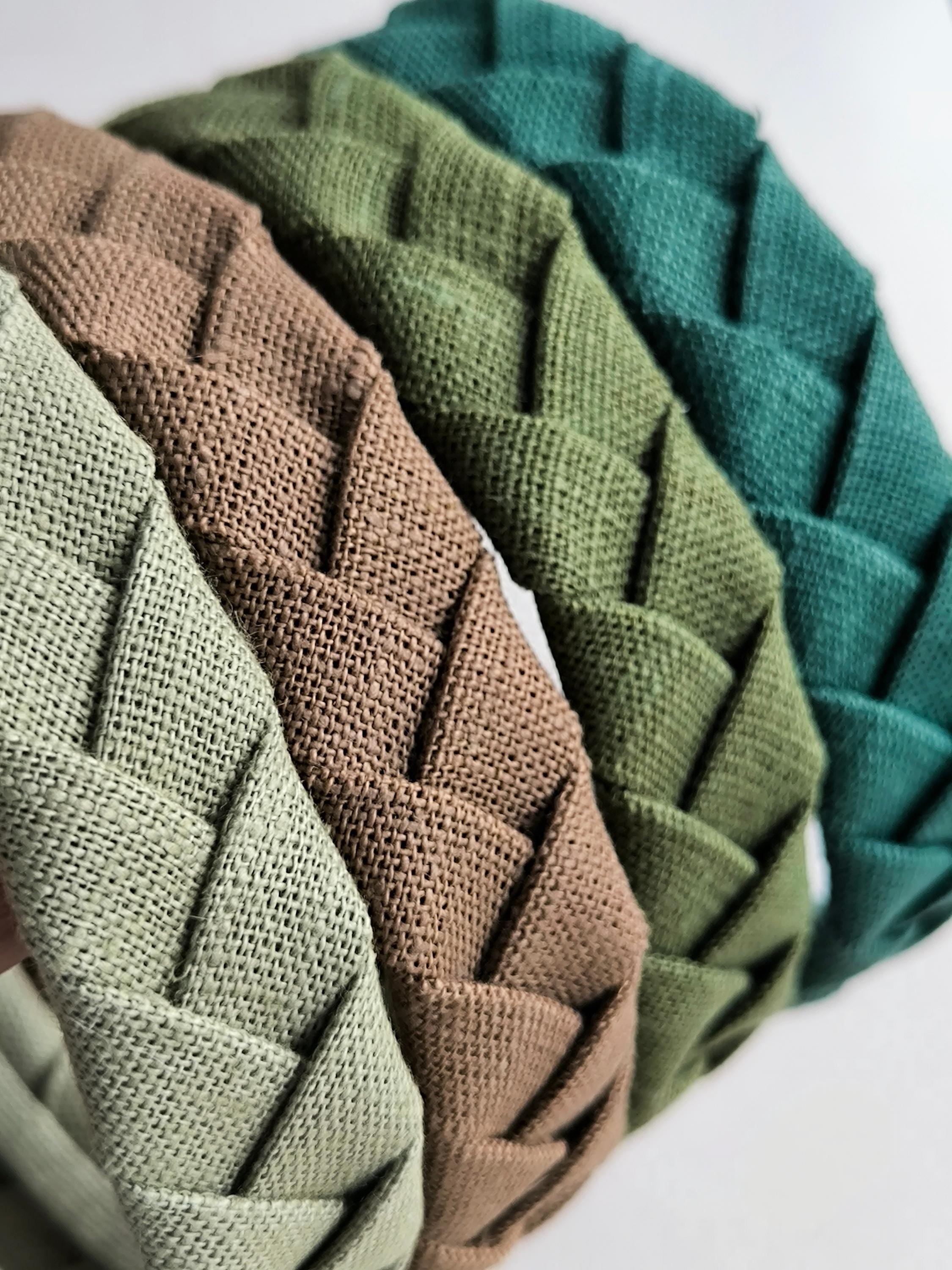 Emerald green Linen Flat Braided Hairband