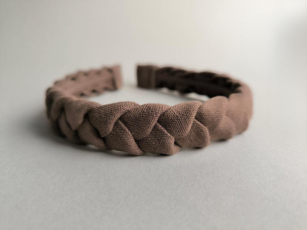 Mocca Linen Braided Hairband