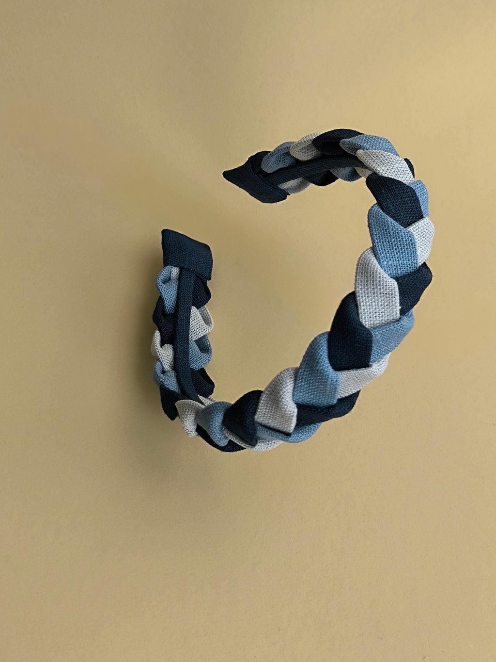 Light Grey, Muted Blue & Navy Blue Braided Linen Headband