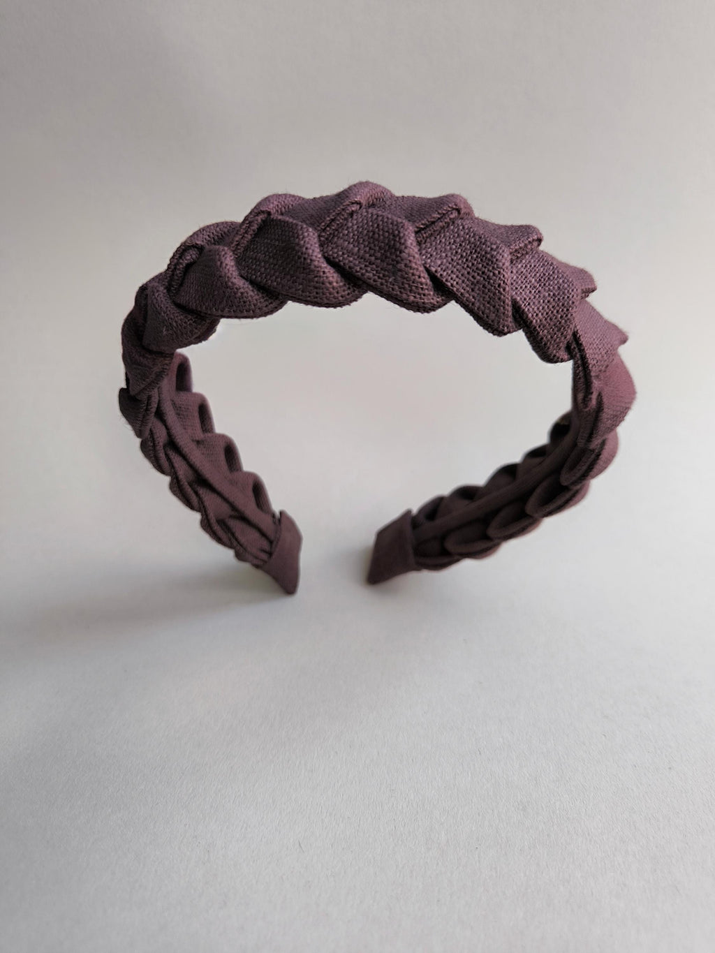 Chocolate Brown Linen Braided Headband