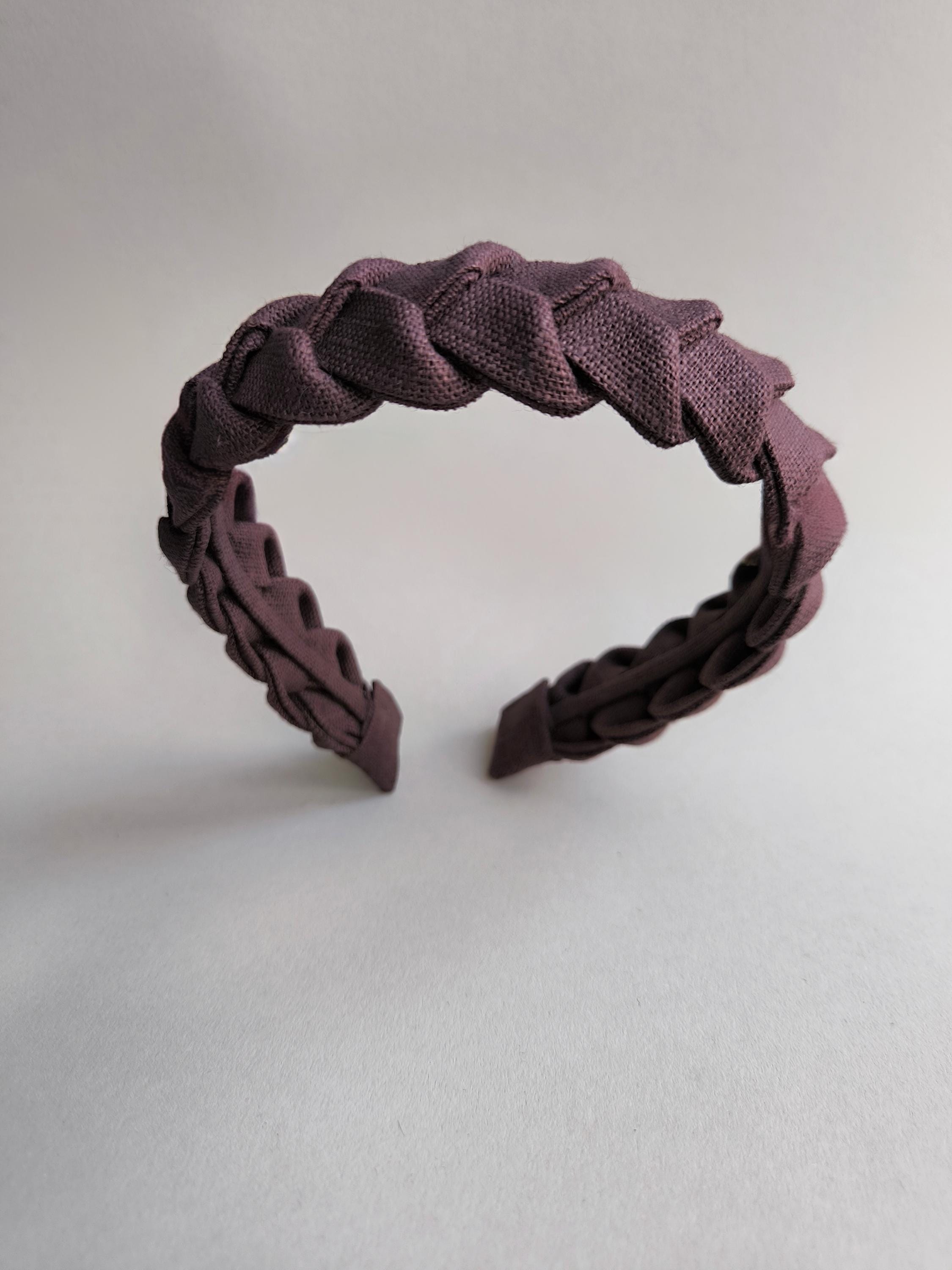 Chocolate Brown Linen Braided Headband