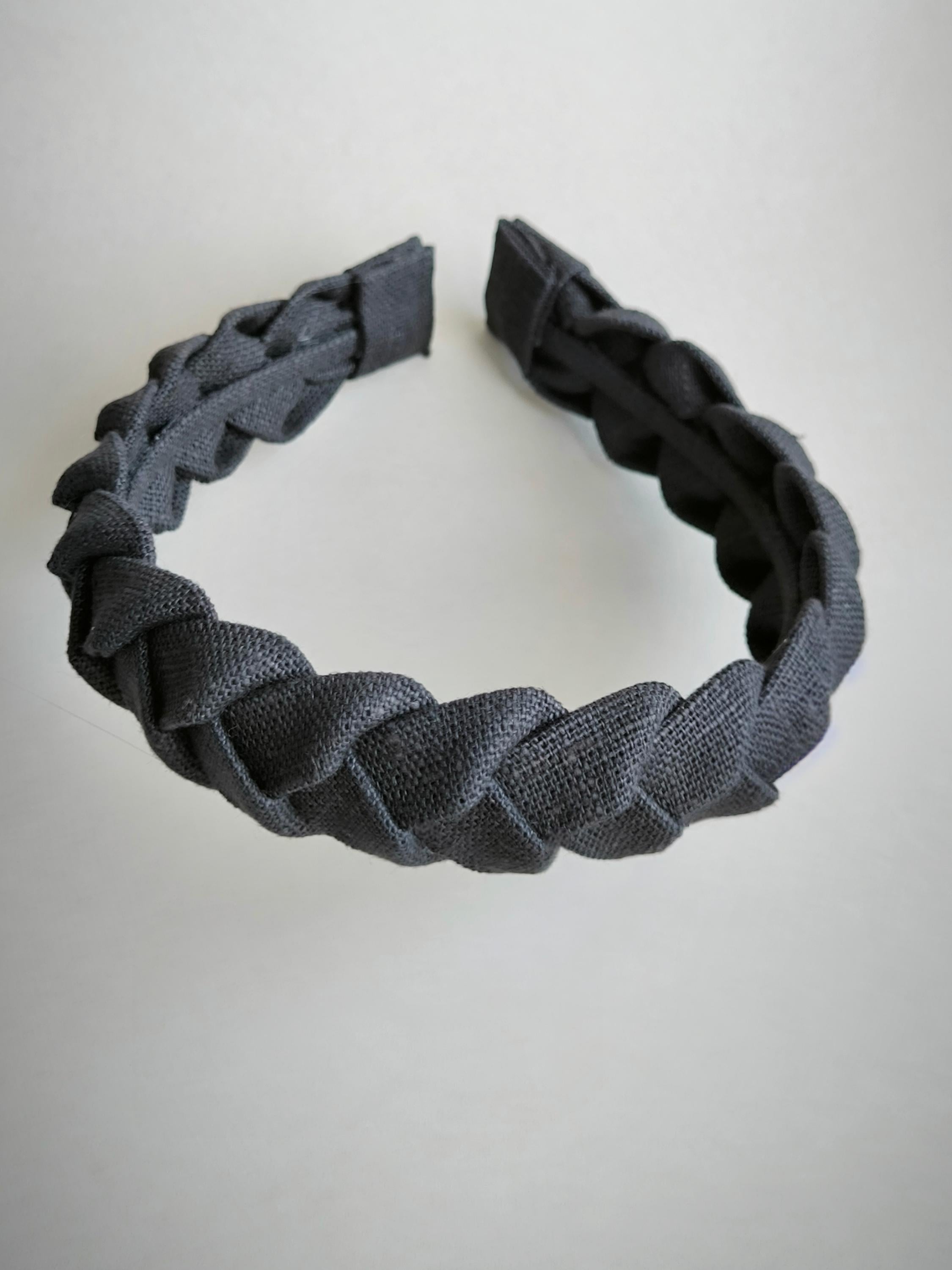 Graphite Braided  Linen Hairband