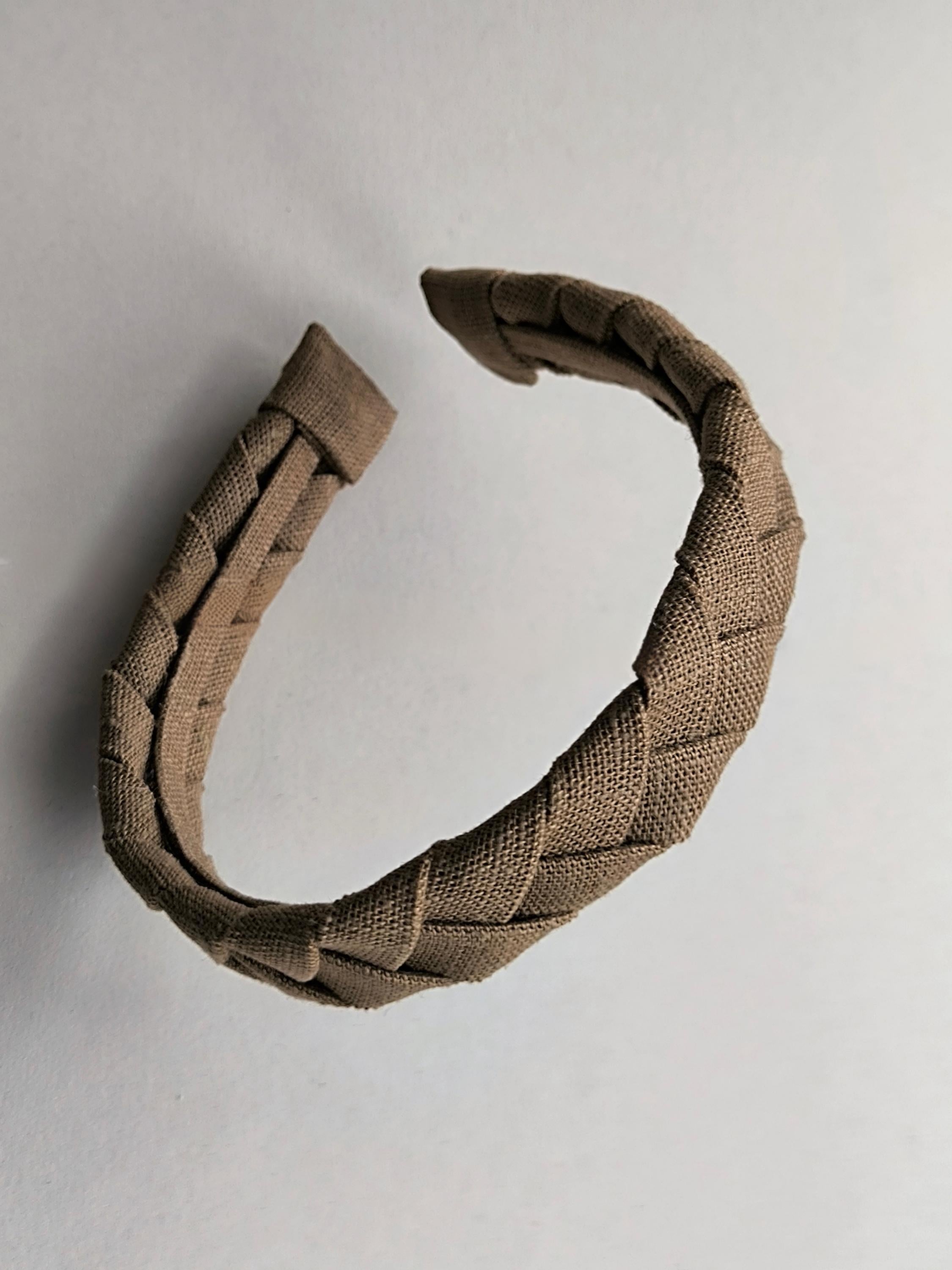 Earth Brown Linen Flat Braided Hairband