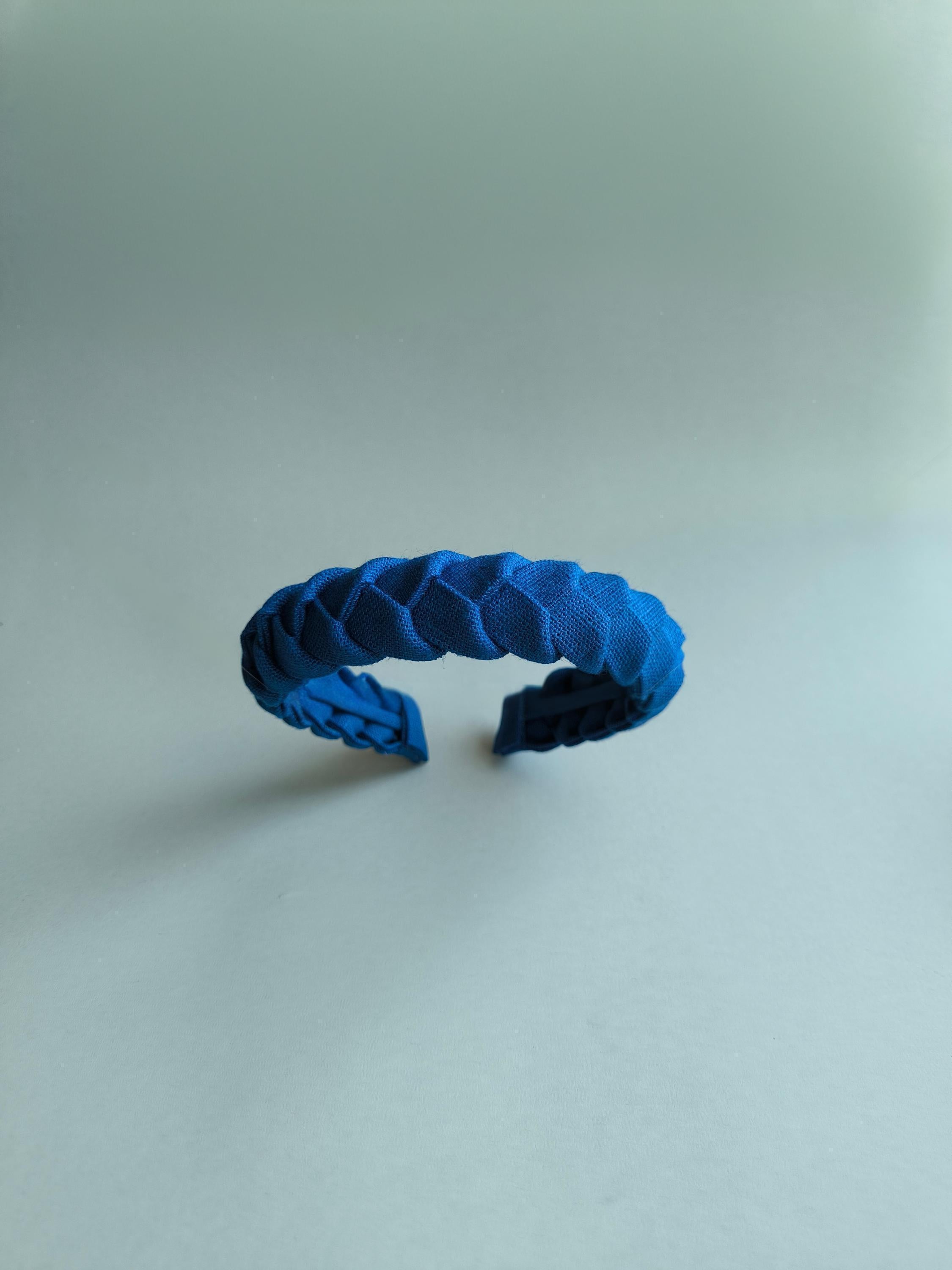 Royal Blue Linen Braided Headband